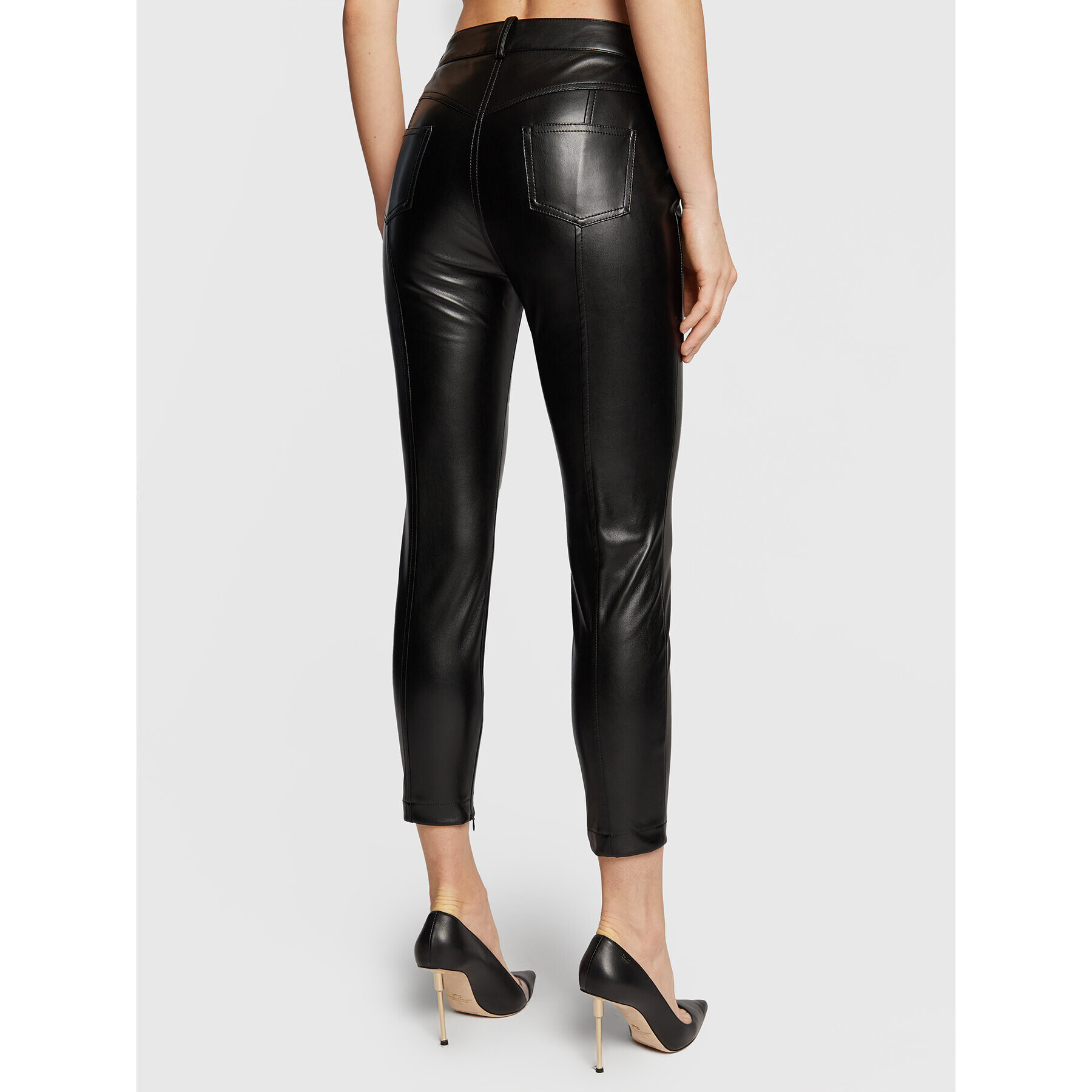 Elisabetta Franchi Pantaloni din imitație de piele PA-040-27E2-V280 Negru Skinny Fit - Pled.ro