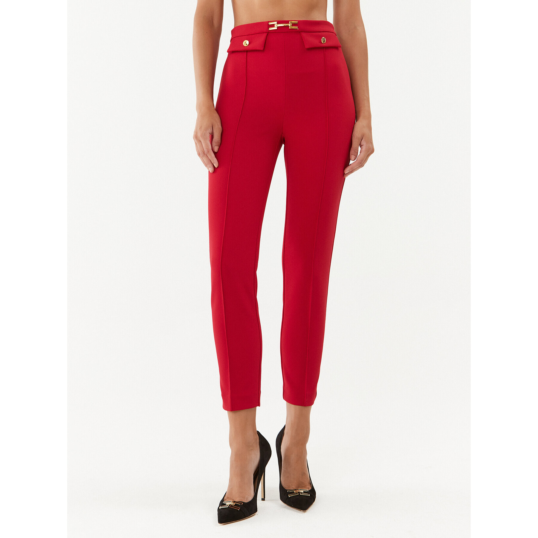 Elisabetta Franchi Pantaloni din material PA-008-36E2-V260 Roșu Slim Fit - Pled.ro