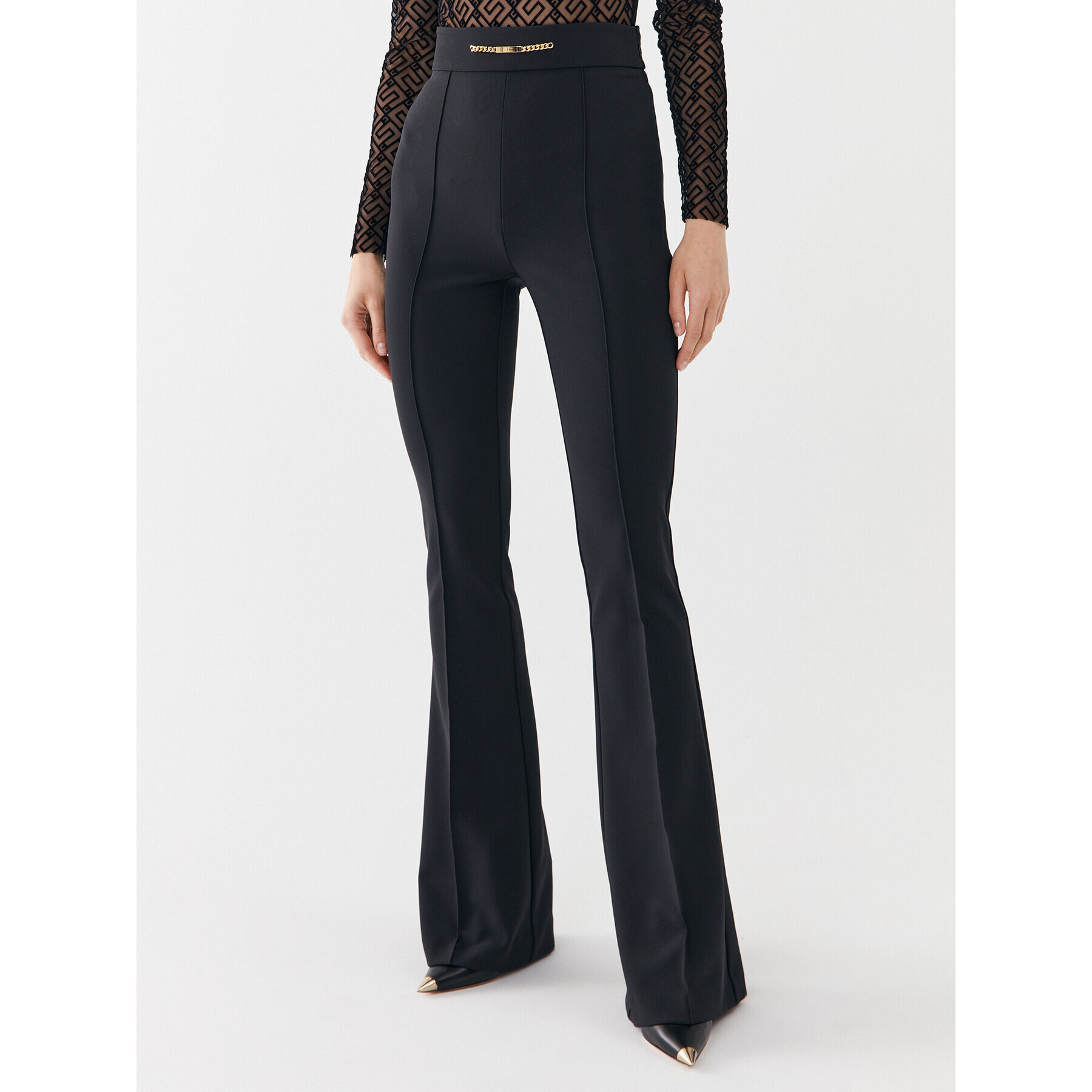 Elisabetta Franchi Pantaloni din material PA-009-36E2-4421 Negru Regular Fit - Pled.ro