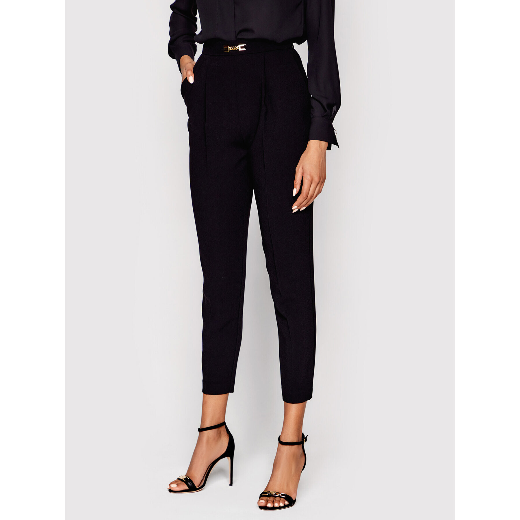 Elisabetta Franchi Pantaloni din material PA-0092-1E2-V200 Negru Loose Fit - Pled.ro