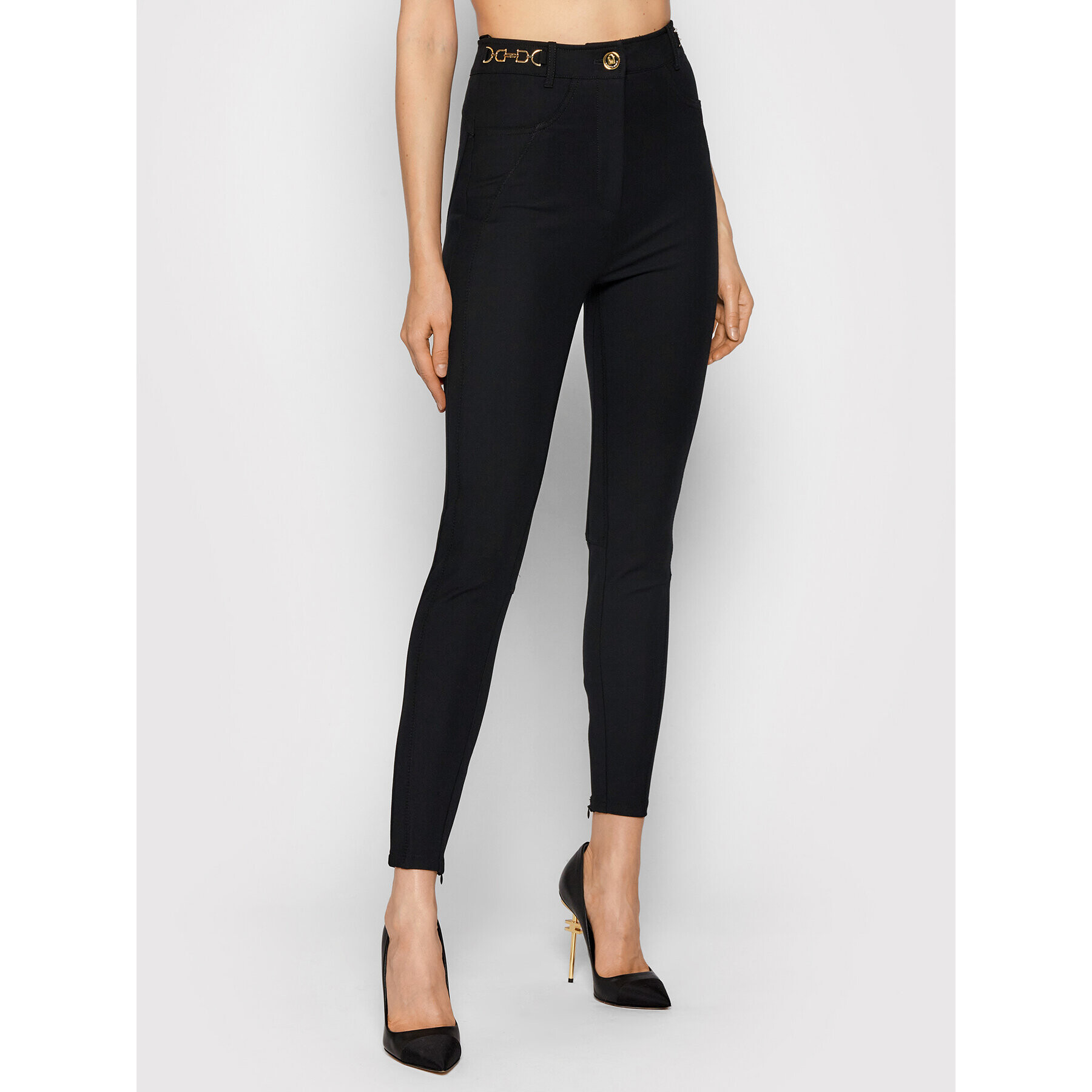 Elisabetta Franchi Pantaloni din material PA-011-16E2-V360 Negru Slim Fit - Pled.ro