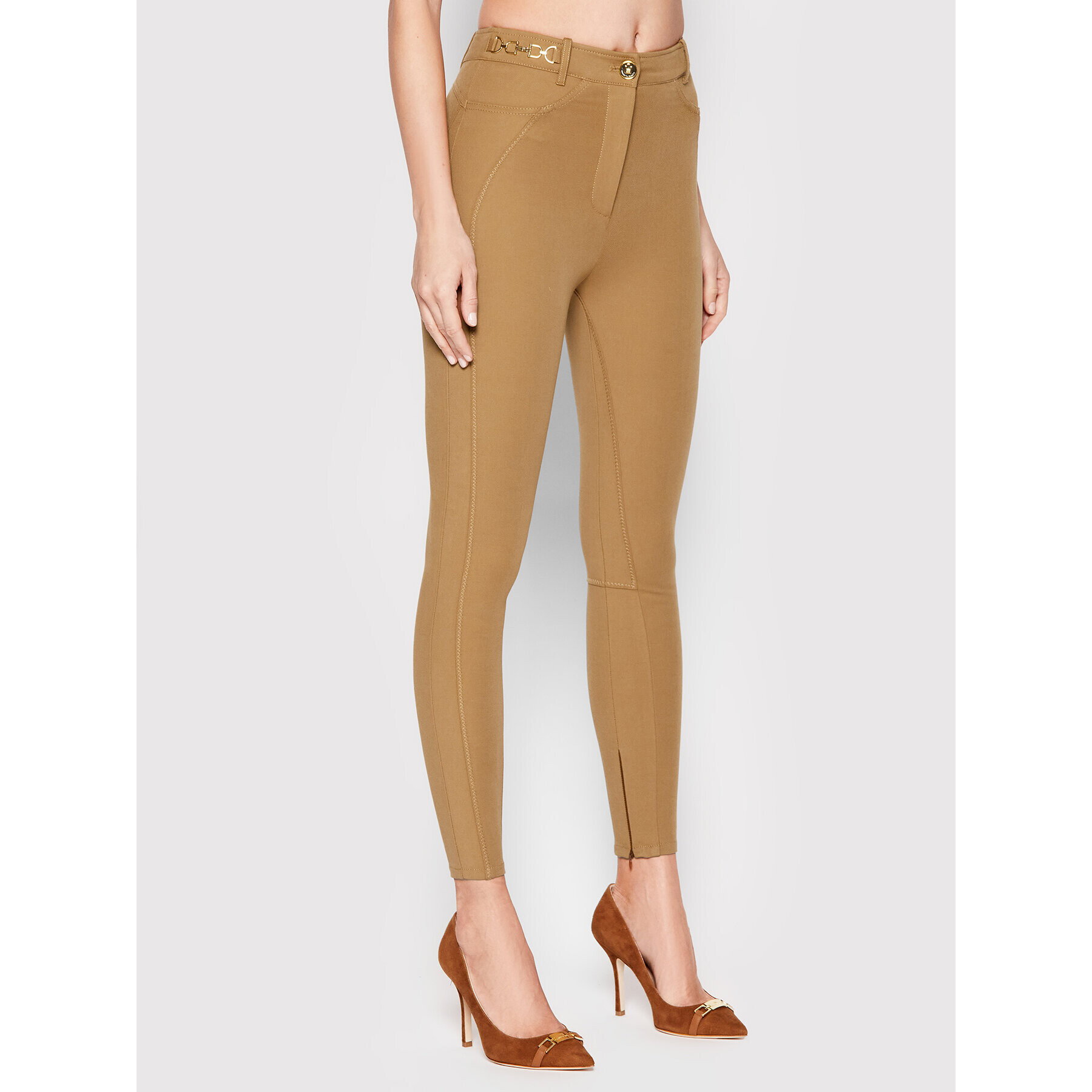 Elisabetta Franchi Pantaloni din material PA-011-16E3-V360 Maro Skinny Fit - Pled.ro