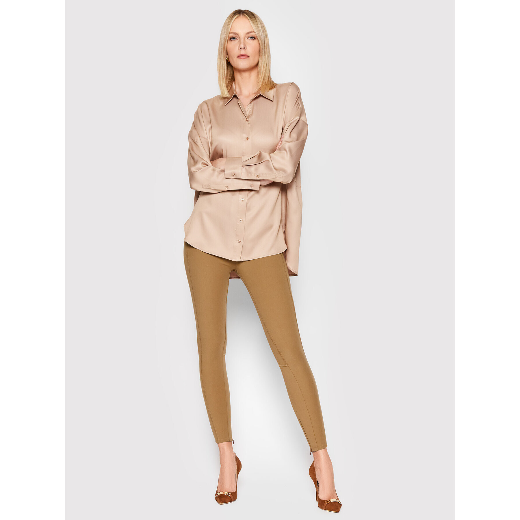 Elisabetta Franchi Pantaloni din material PA-011-16E3-V360 Maro Skinny Fit - Pled.ro