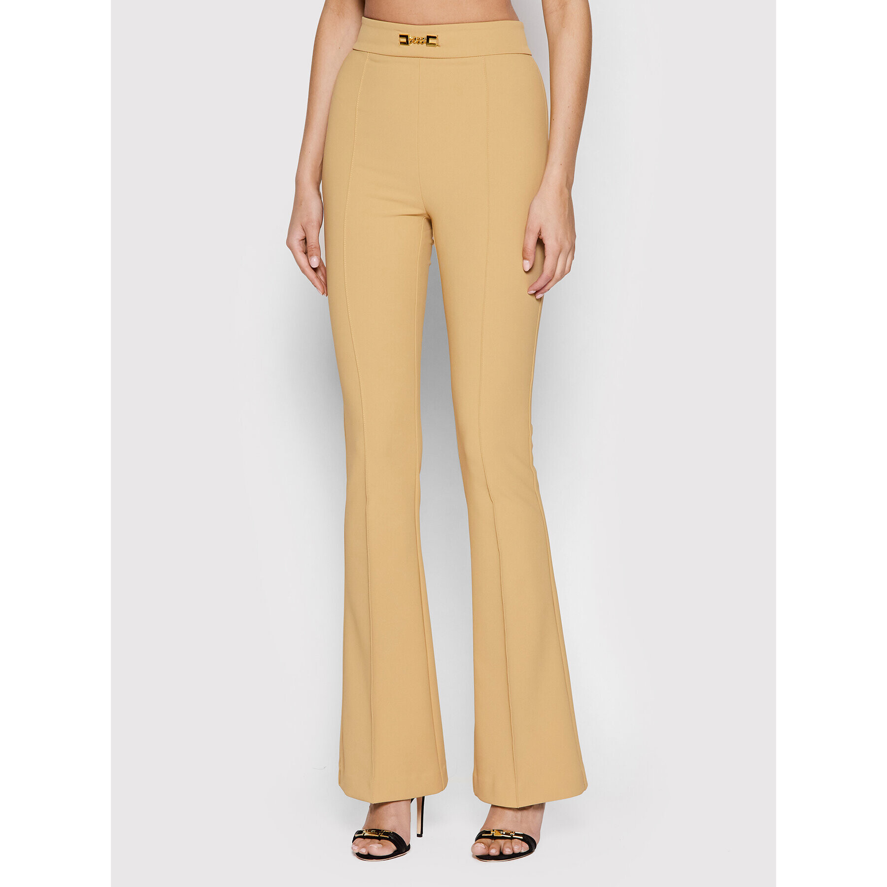 Elisabetta Franchi Pantaloni din material PA-011-21E2-V240 Bej Regular Fit - Pled.ro