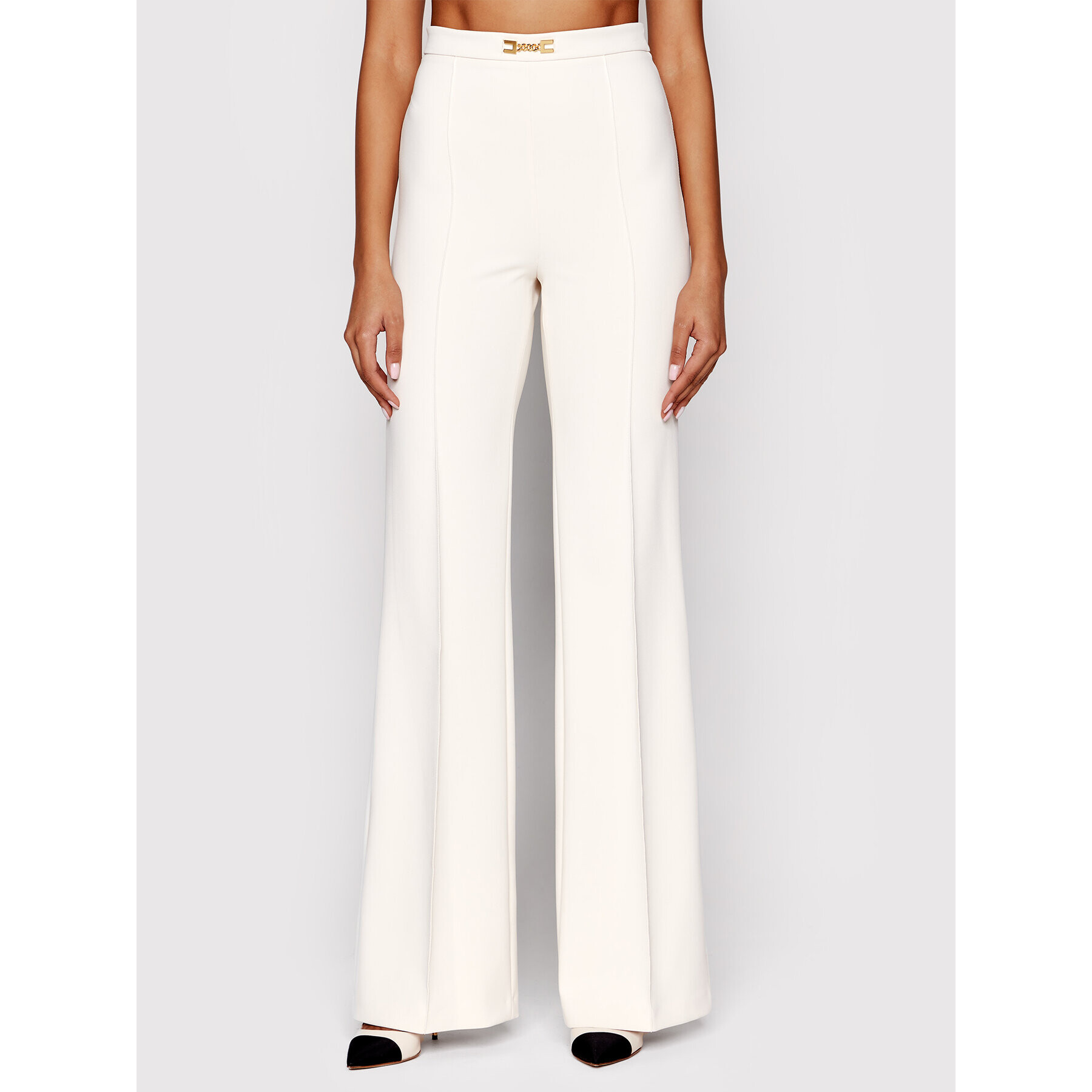 Elisabetta Franchi Pantaloni din material PA-012-21E2-V290 Bej Regular Fit - Pled.ro