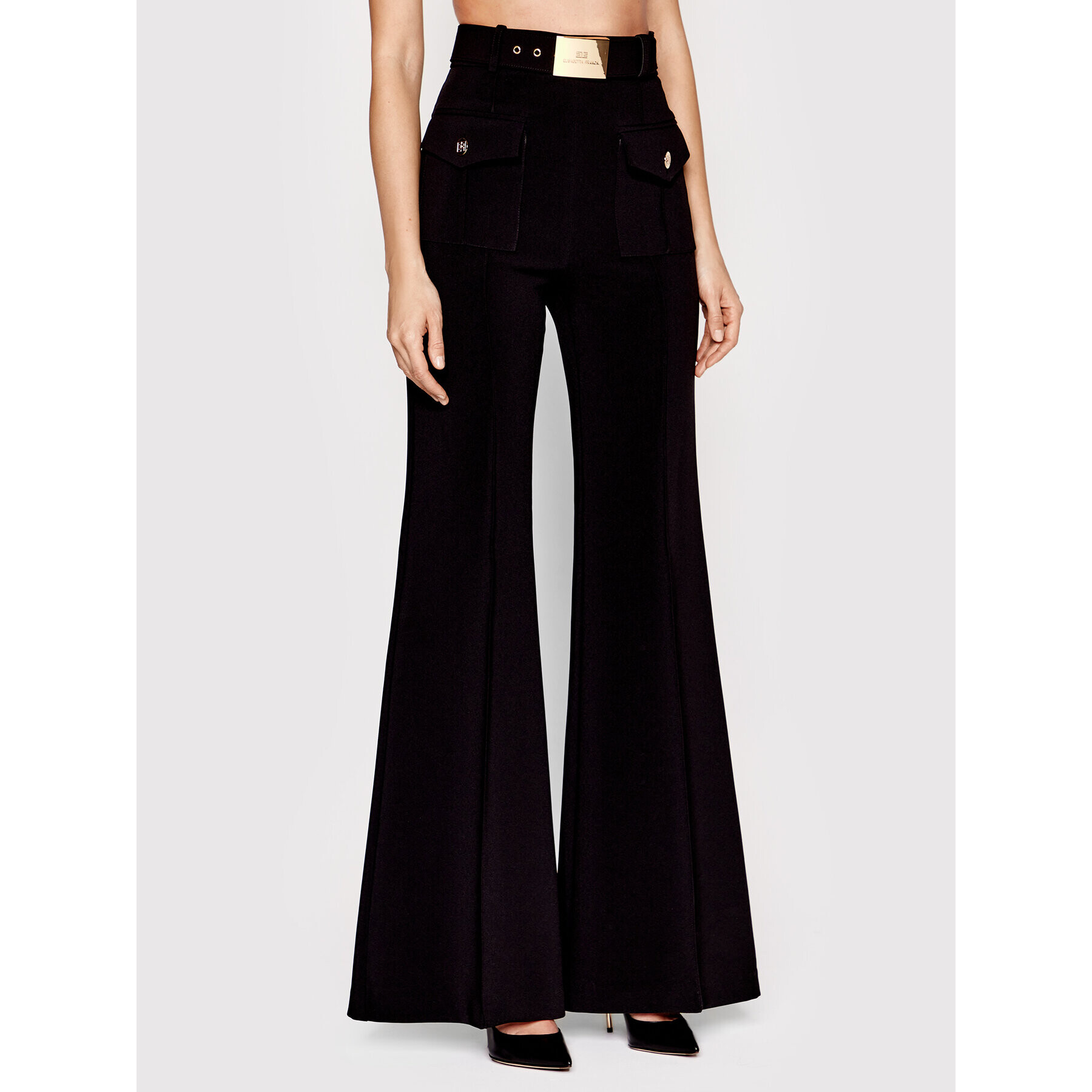 Elisabetta Franchi Pantaloni din material PA-013-16E3-V360 Negru Relaxed Fit - Pled.ro