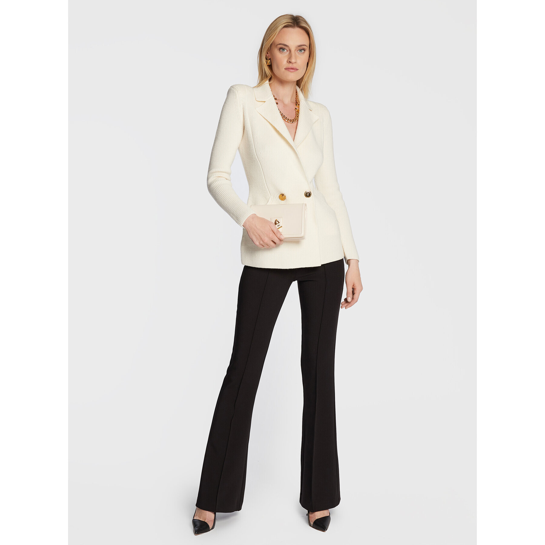 Elisabetta Franchi Pantaloni din material PA-016-26E2-V360 Negru Regular Fit - Pled.ro