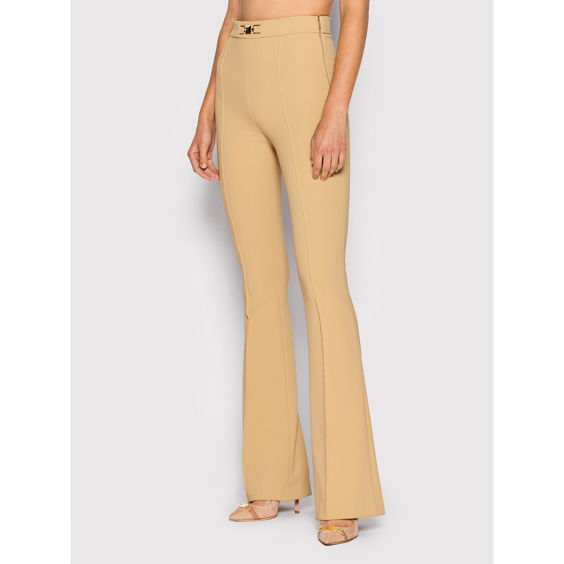 Elisabetta Franchi Pantaloni din material PA-021-26E2-V270 Bej Regular Fit - Pled.ro