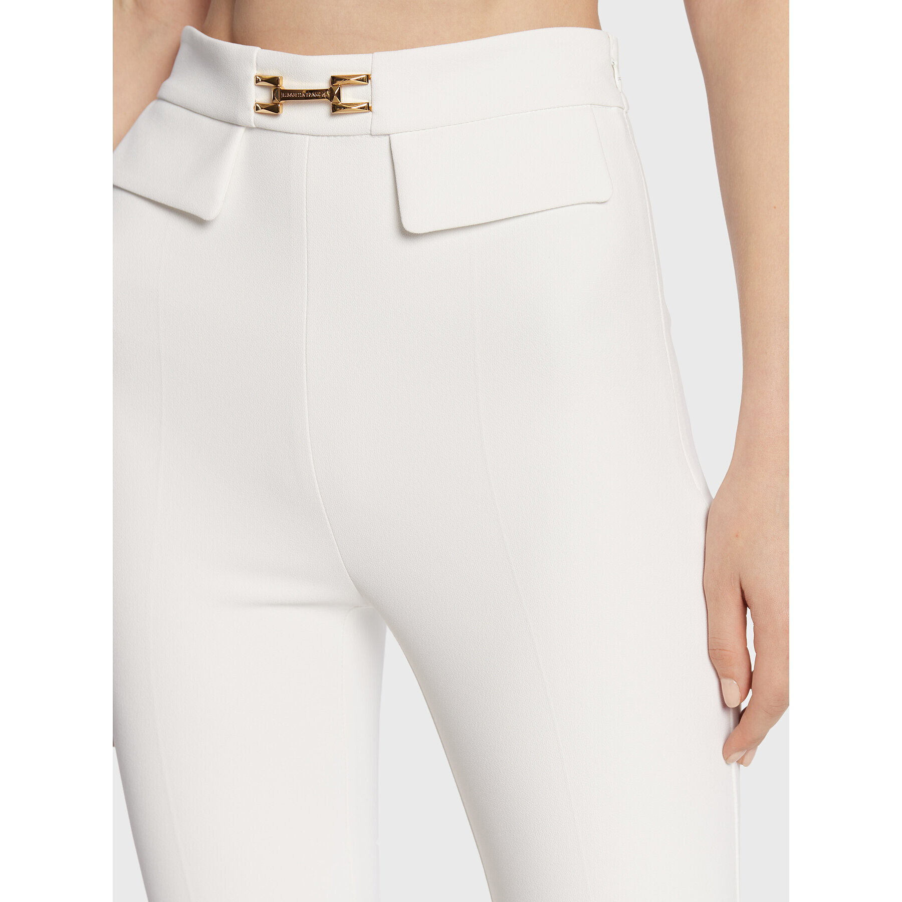 Elisabetta Franchi Pantaloni din material PA-023-26E2-V250 Bej Slim Fit - Pled.ro