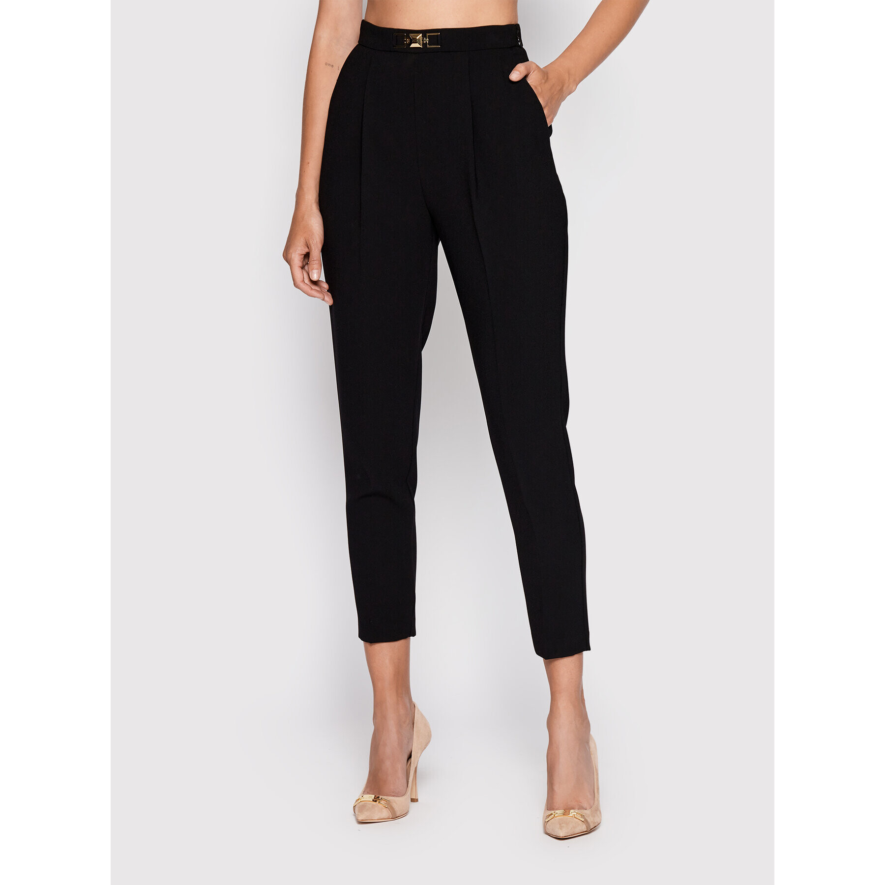 Elisabetta Franchi Pantaloni din material PA-027-26E2-V250 Negru Regular Fit - Pled.ro