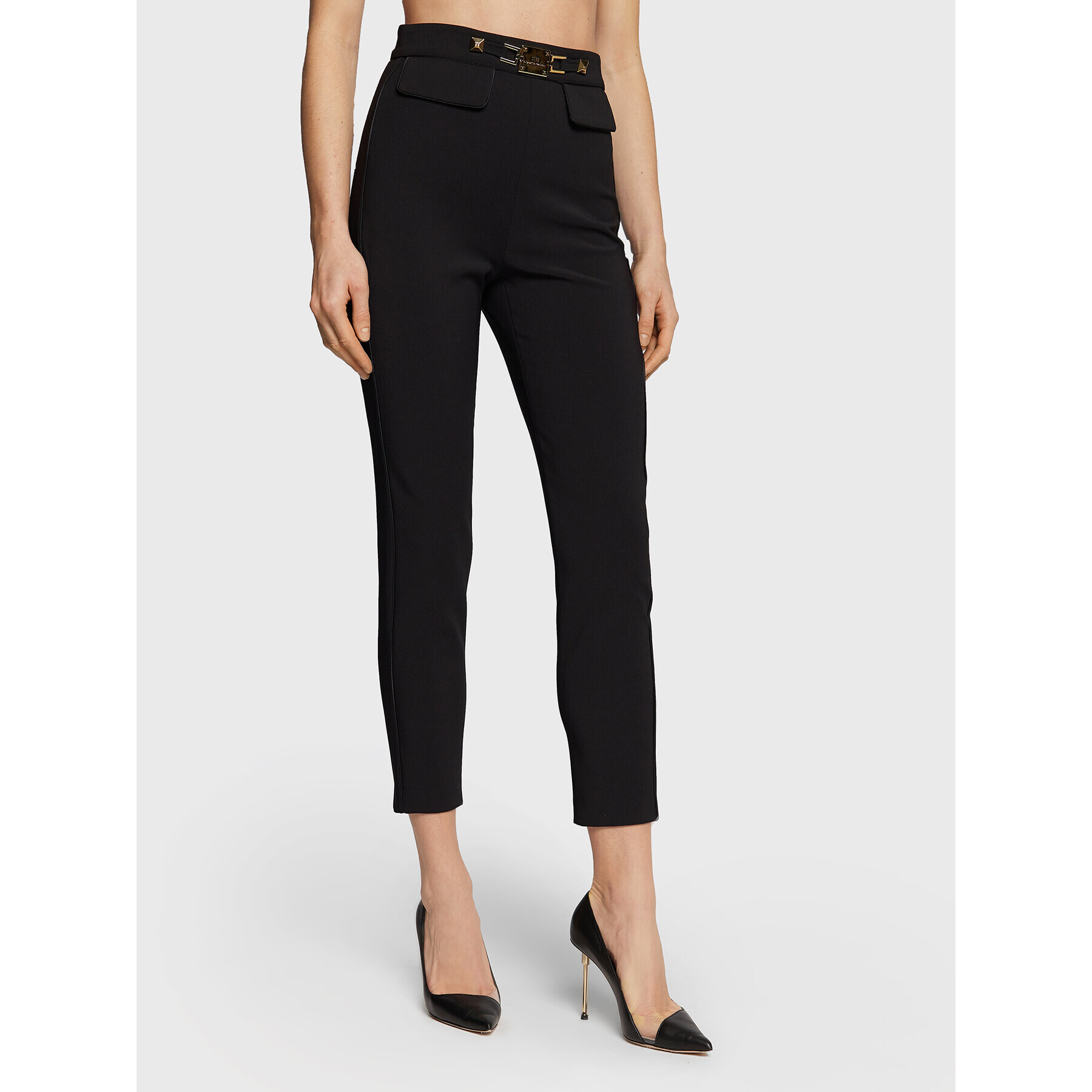 Elisabetta Franchi Pantaloni din material PA-035-27E2 Negru Slim Fit - Pled.ro