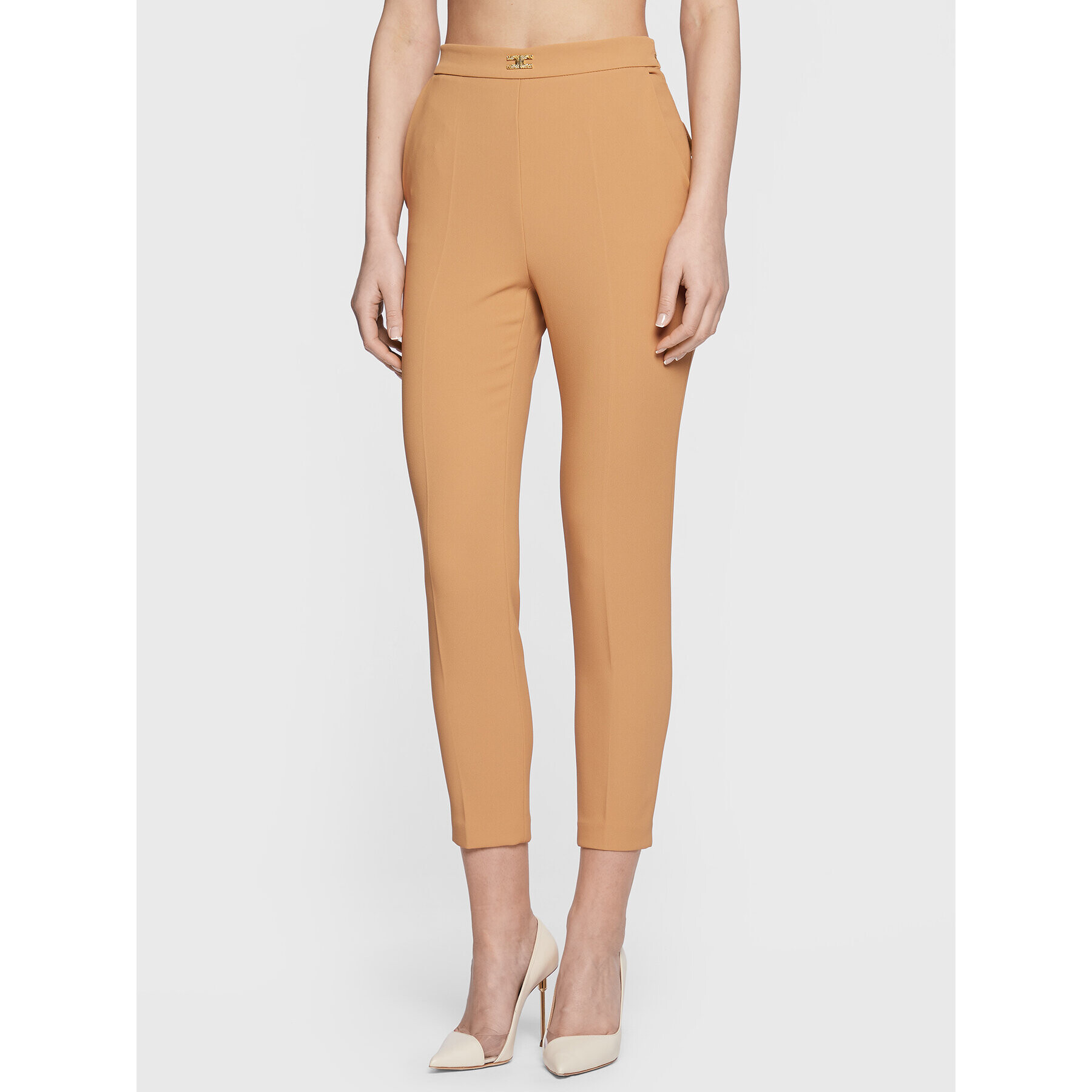 Elisabetta Franchi Pantaloni din material PA-052-31E2-V260 Bej Slim Fit - Pled.ro