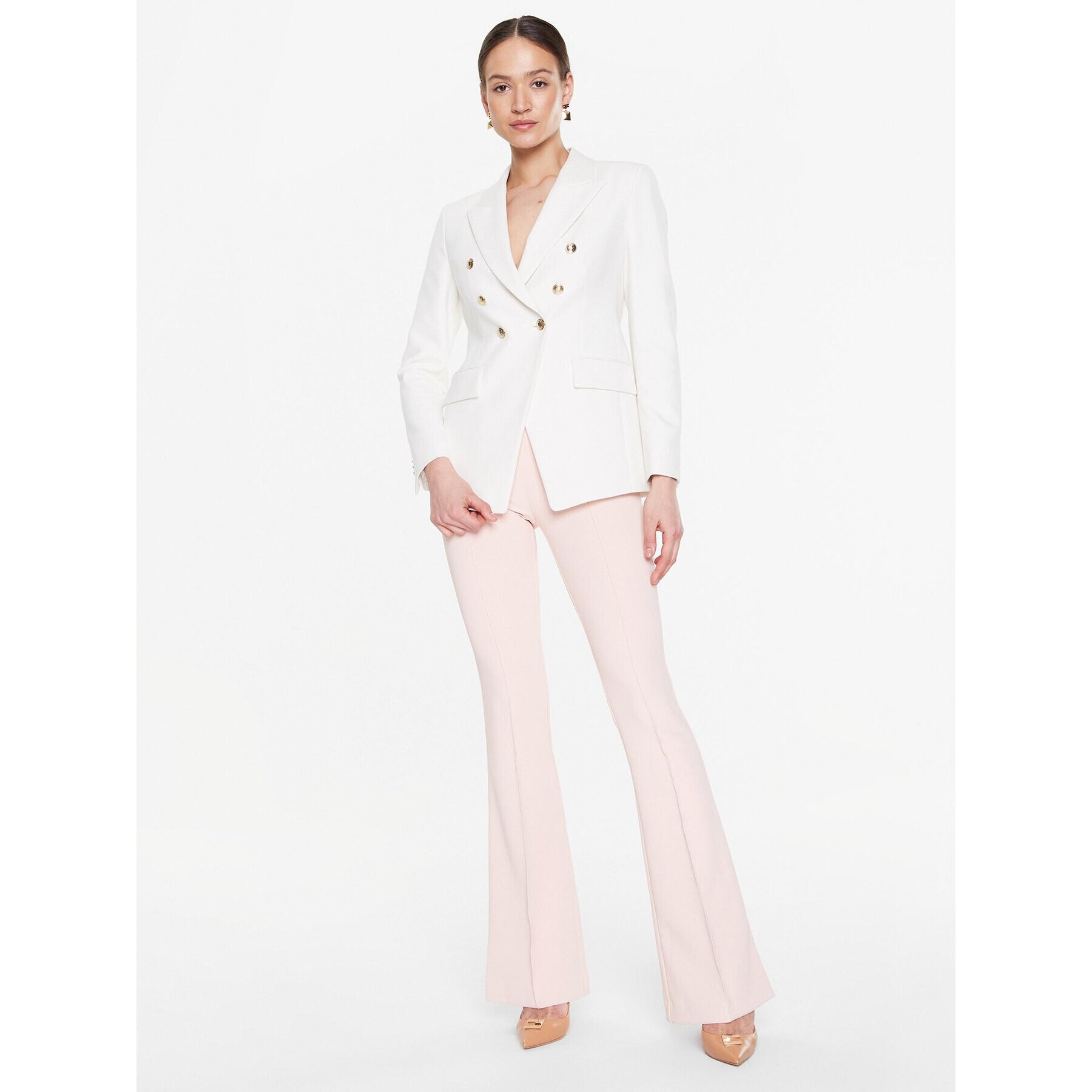 Elisabetta Franchi Pantaloni din material PA-054-31E2-V250 Roz Slim Fit - Pled.ro