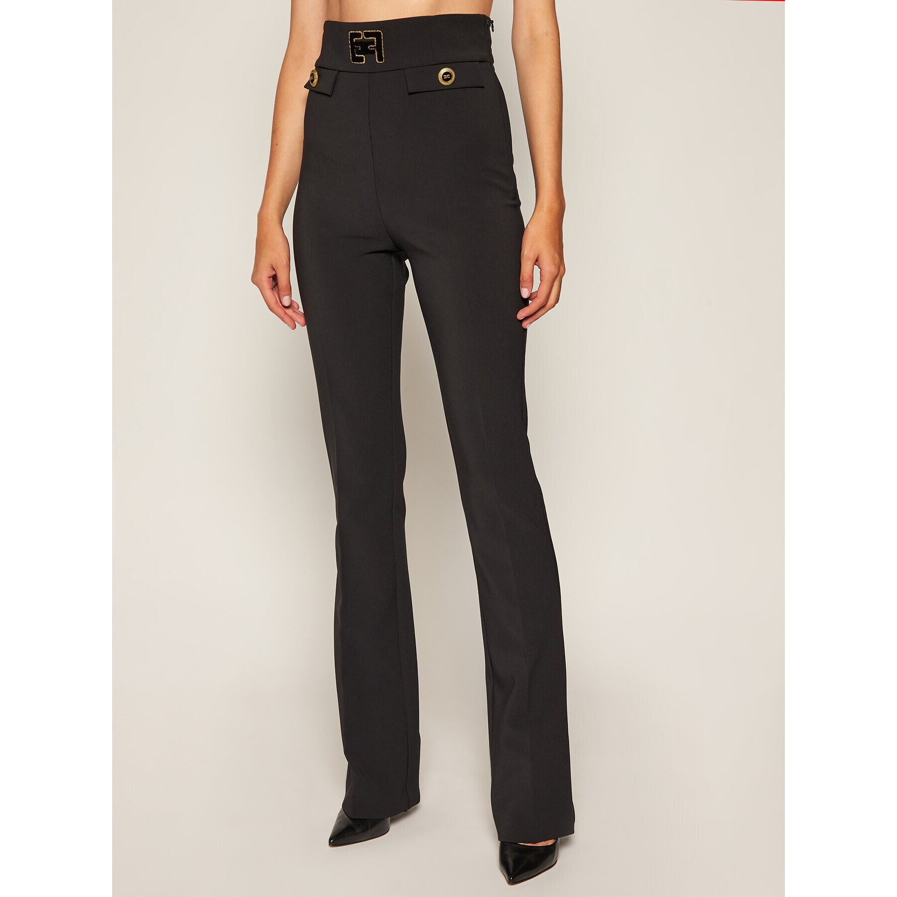 Elisabetta Franchi Pantaloni din material PA-351-06E2-V339 Negru Regular Fit - Pled.ro