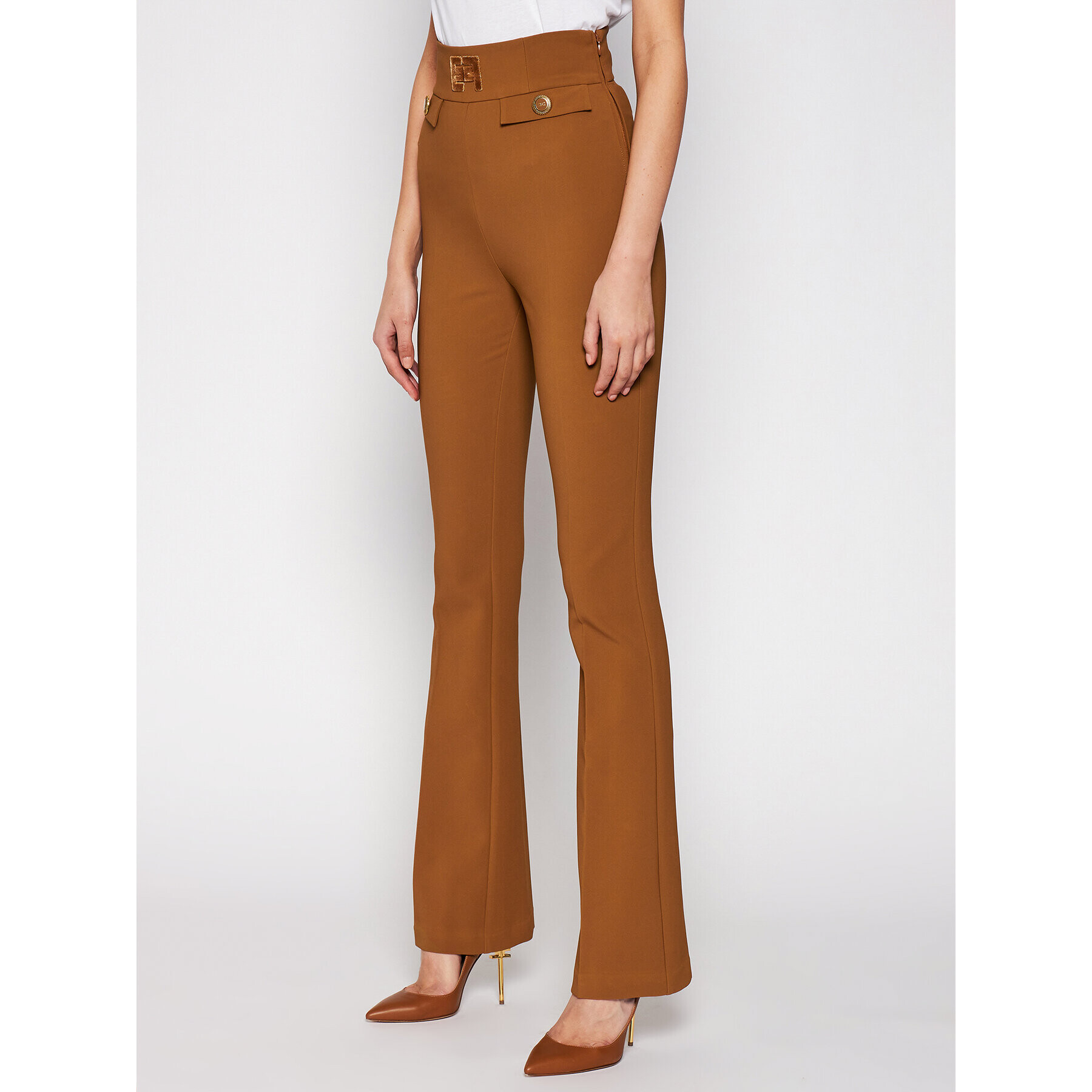 Elisabetta Franchi Pantaloni din material PA-351-06E3-V339 Maro Super Skinny Fit - Pled.ro