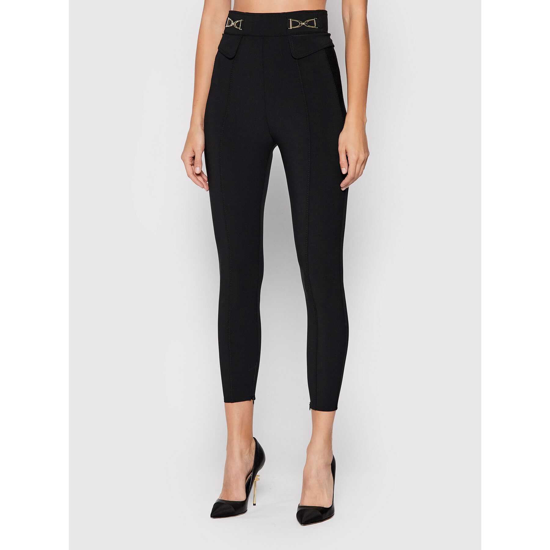 Elisabetta Franchi Pantaloni din material PA-378-16E2-V340 Negru Slim Fit - Pled.ro