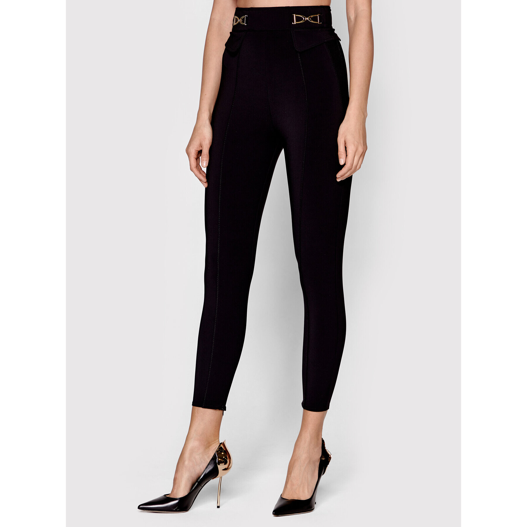 Elisabetta Franchi Pantaloni din material PA-378-16E3-V340 Negru Slim Fit - Pled.ro