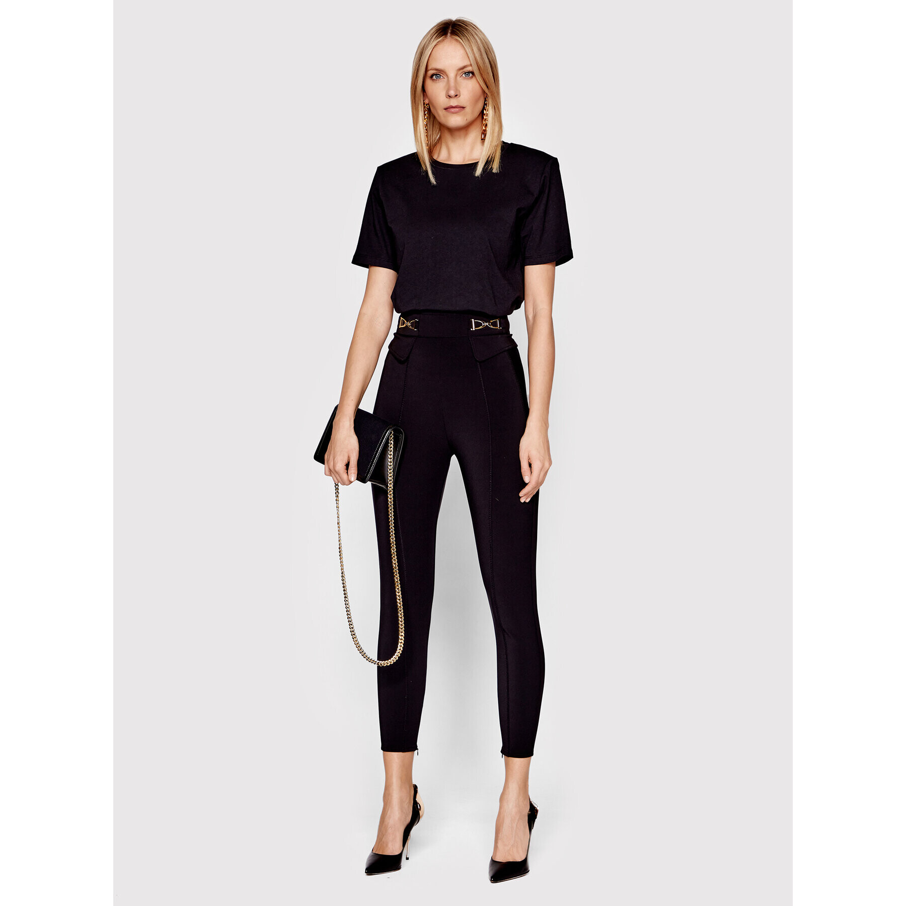 Elisabetta Franchi Pantaloni din material PA-378-16E3-V340 Negru Slim Fit - Pled.ro