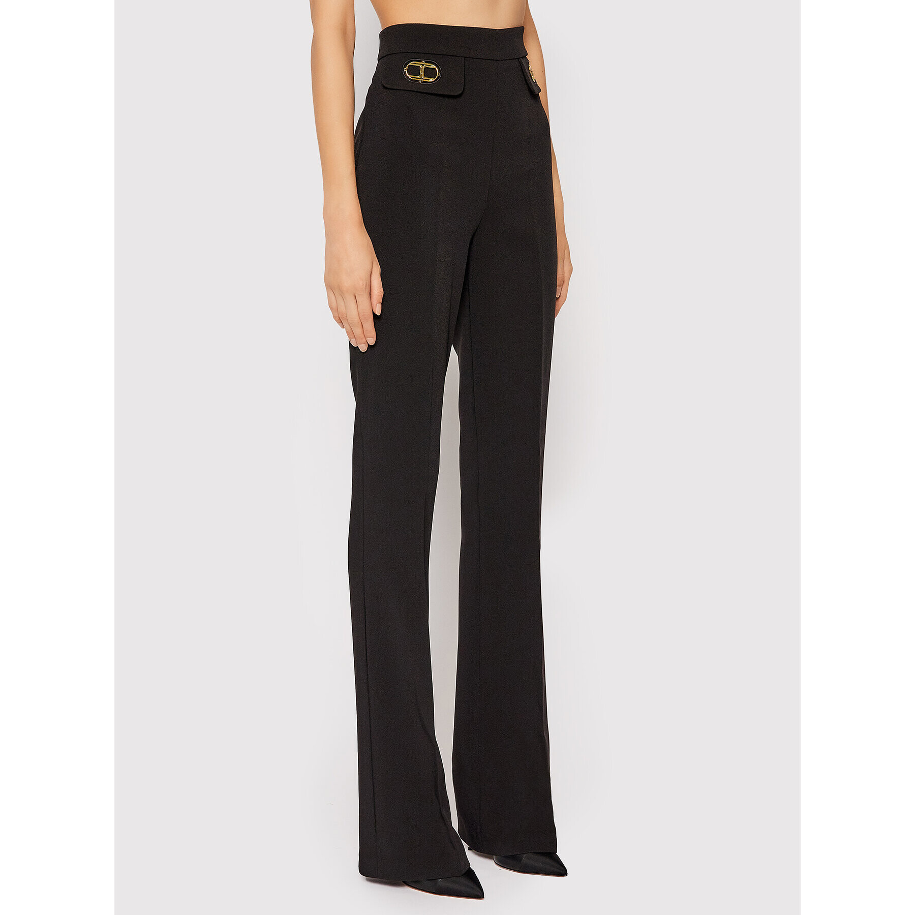 Elisabetta Franchi Pantaloni din material PA-385-16E2-V290 Negru Slim Fit - Pled.ro