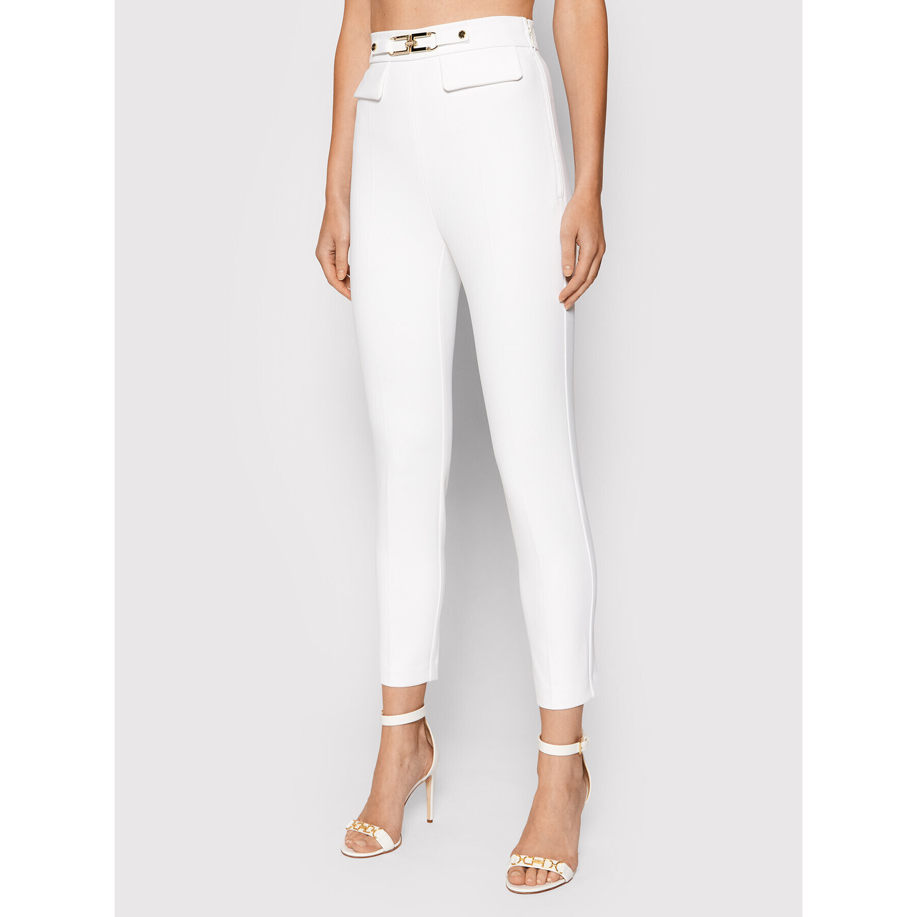 Elisabetta Franchi Pantaloni din material PA-386-16E2-V260 Alb Regular Fit - Pled.ro