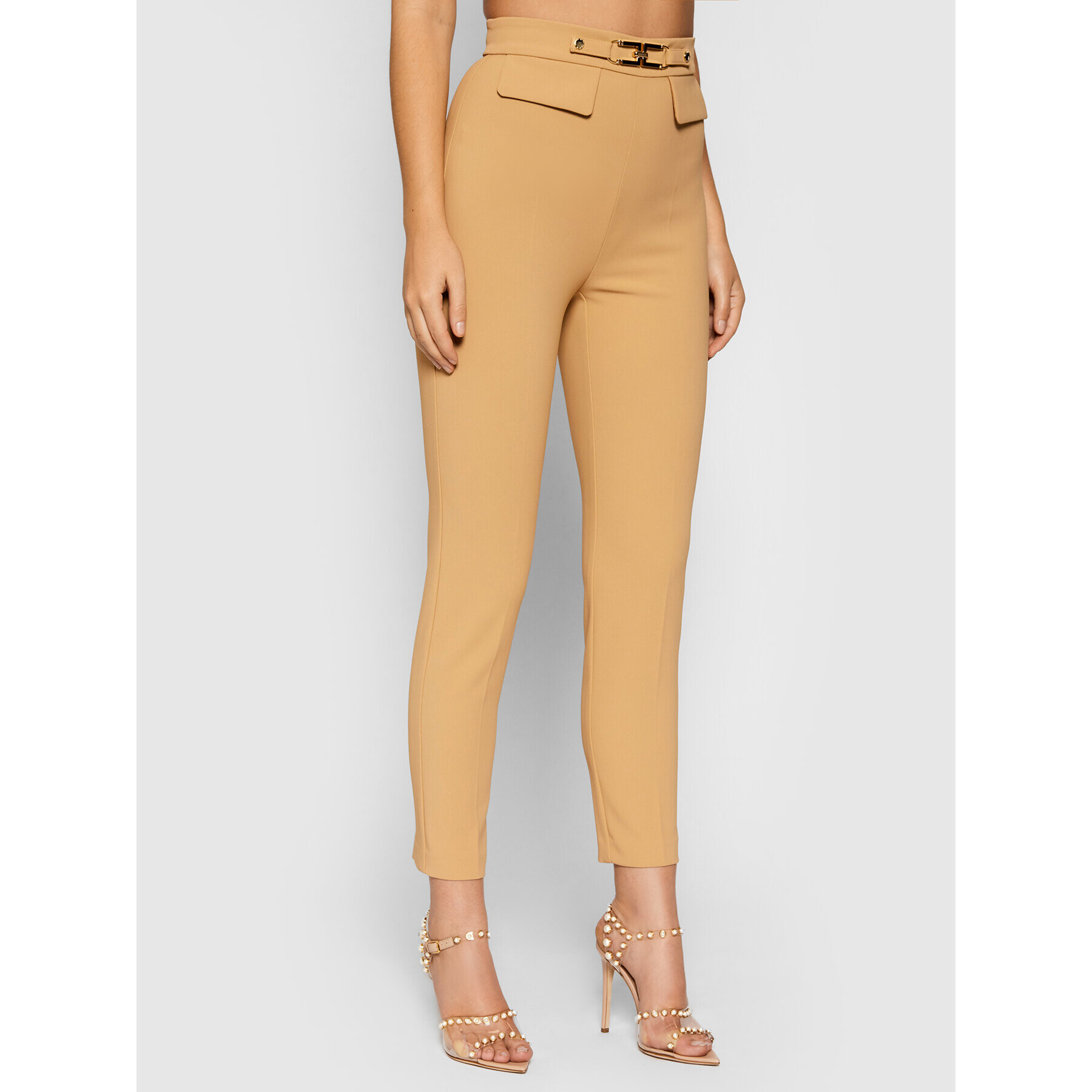 Elisabetta Franchi Pantaloni din material PA-386-16E2-V260 Maro Regular Fit - Pled.ro