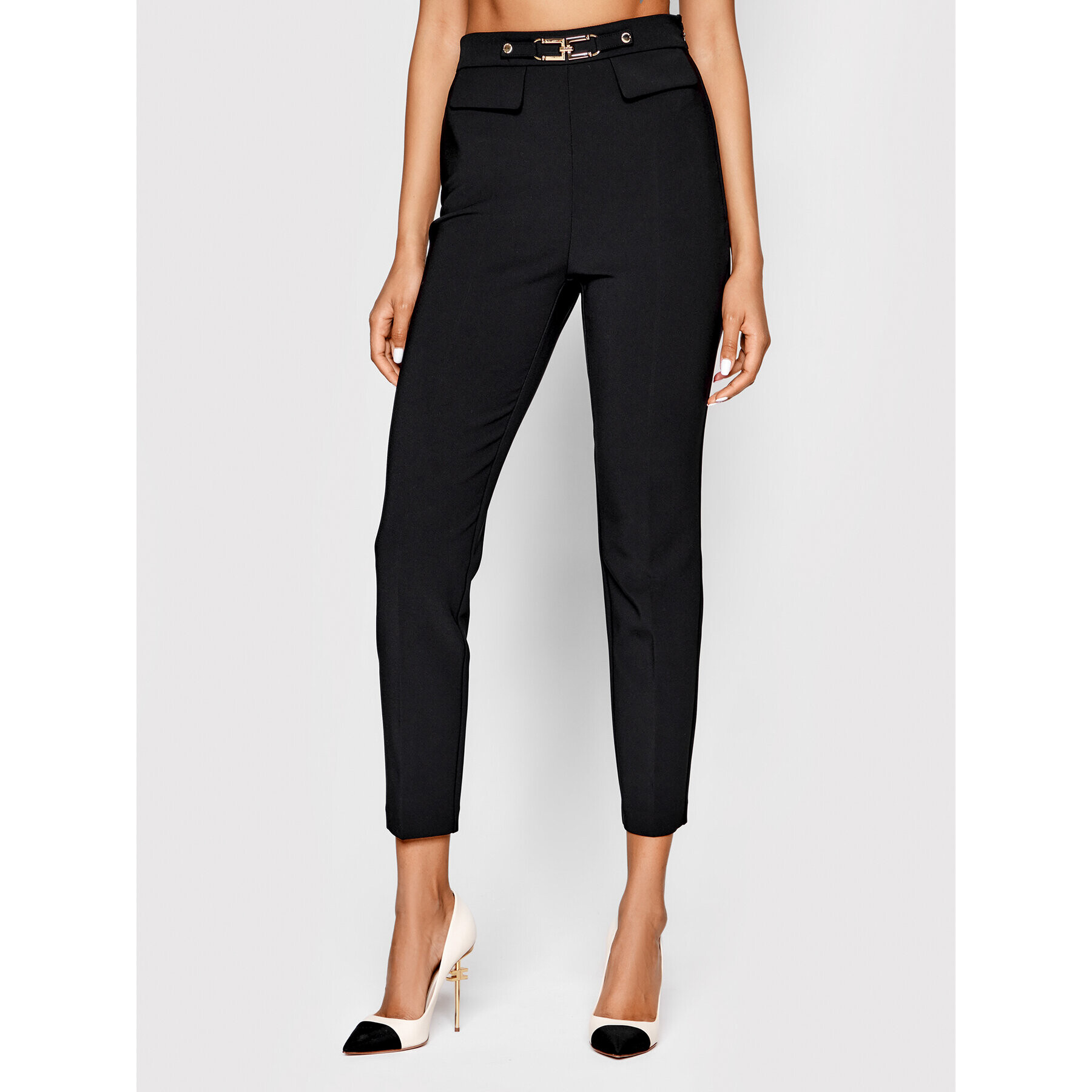 Elisabetta Franchi Pantaloni din material PA-386-16E3-V260 Negru Slim Fit - Pled.ro