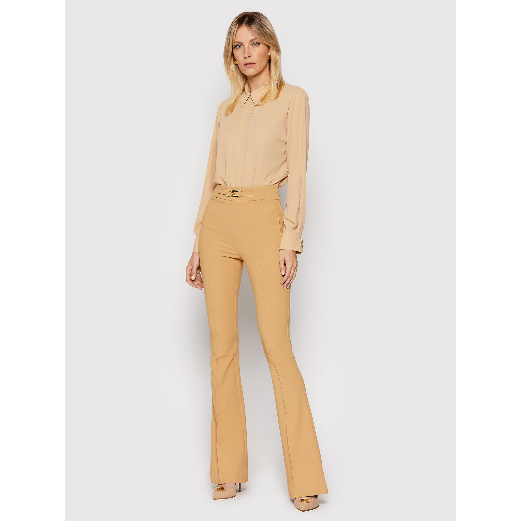 Elisabetta Franchi Pantaloni din material PA-387-16E2-V280 Maro Slim Fit - Pled.ro