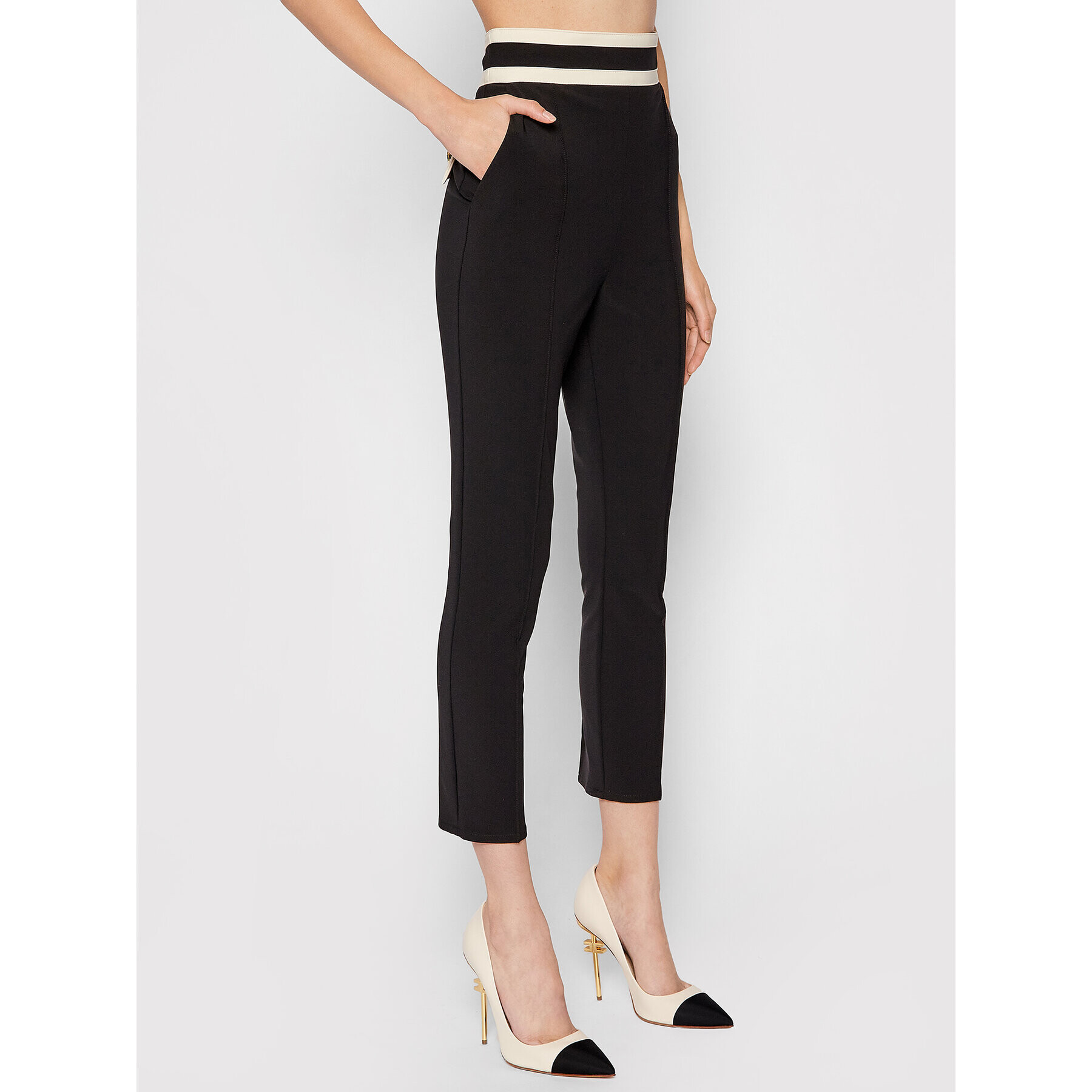 Elisabetta Franchi Pantaloni din material PA-389-16E2-V290 Negru Slim Fit - Pled.ro