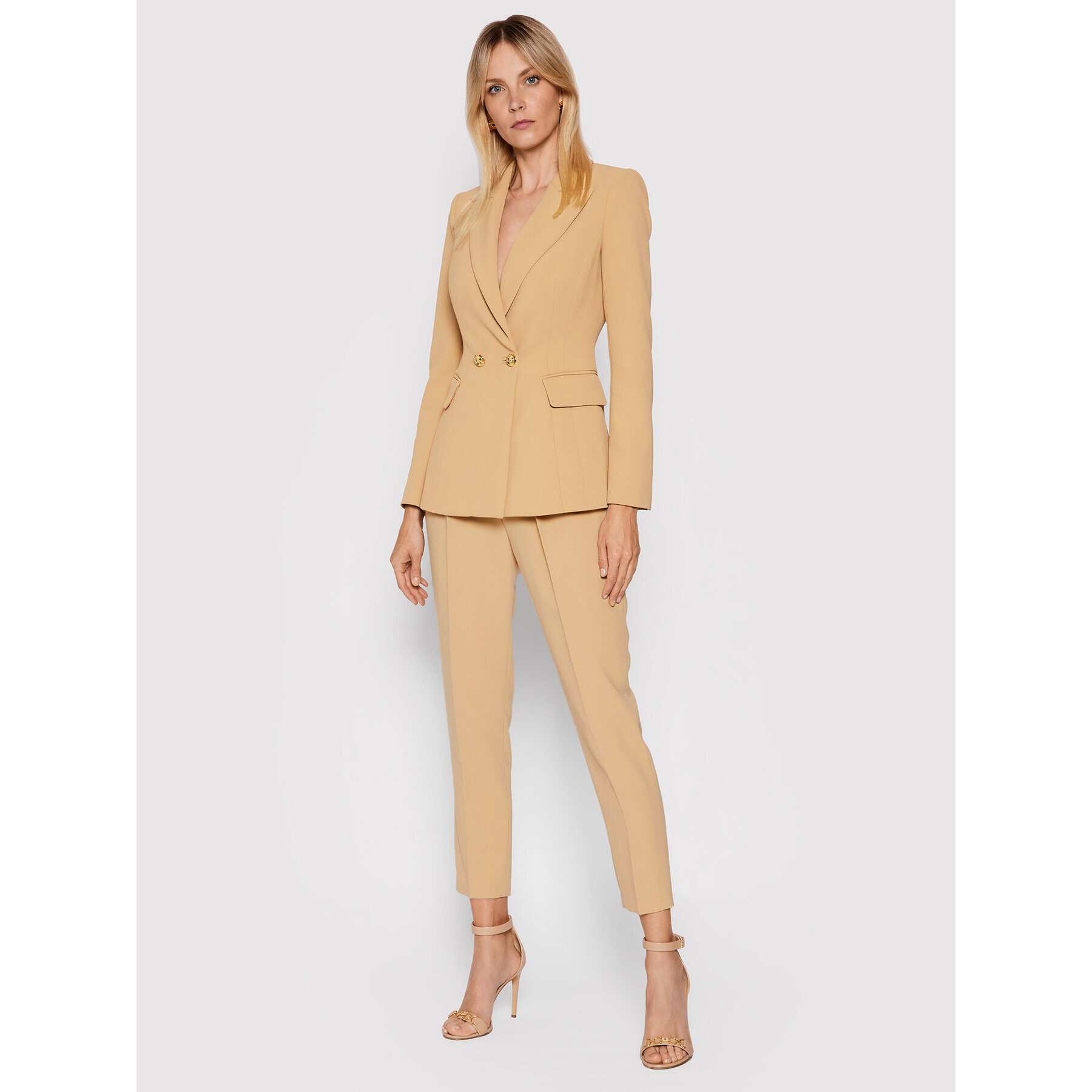 Elisabetta Franchi Pantaloni din material PA-391-16E2-V280 Bej Regular Fit - Pled.ro