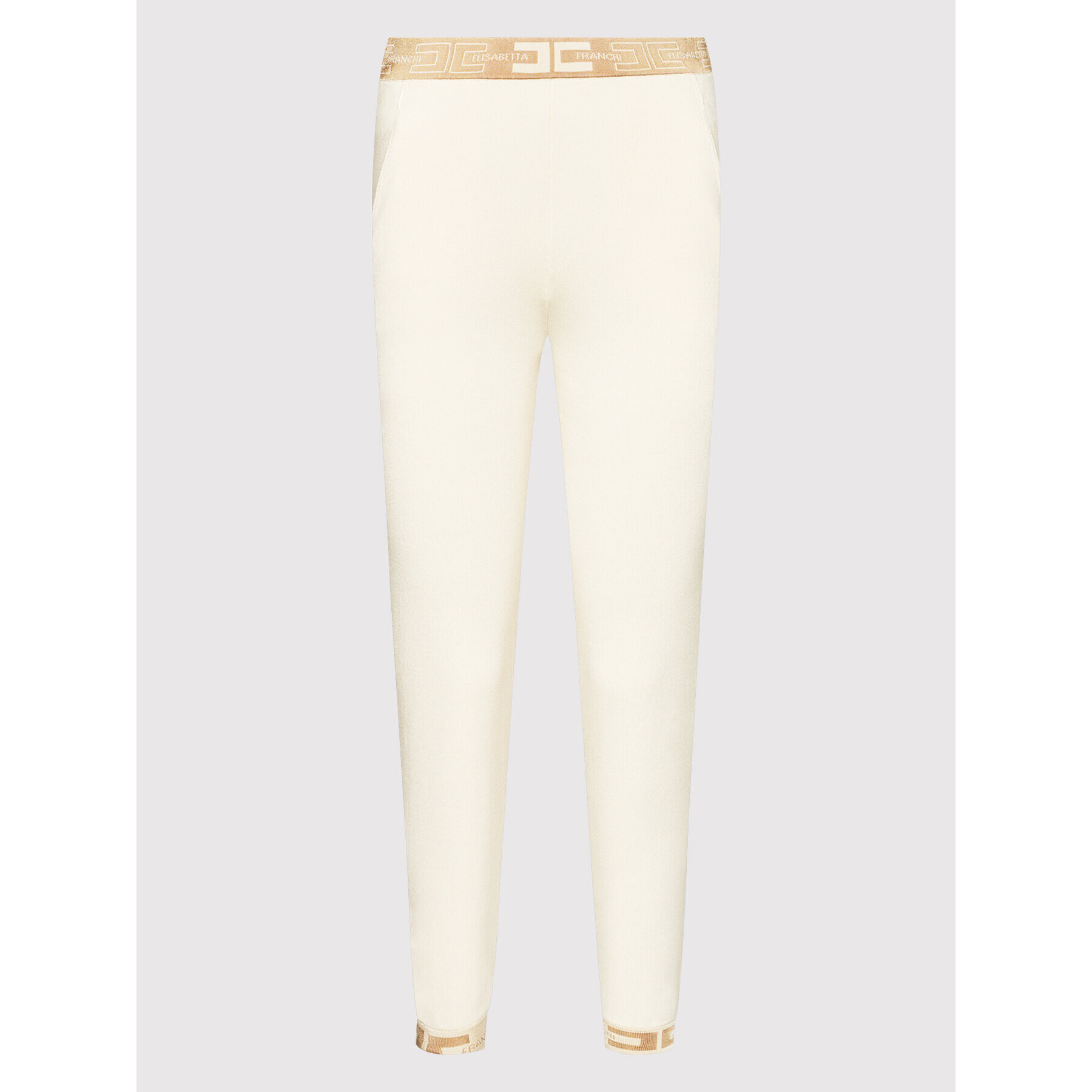 Elisabetta Franchi Pantaloni trening KP-20S-16E2-V300 Bej Regular Fit - Pled.ro