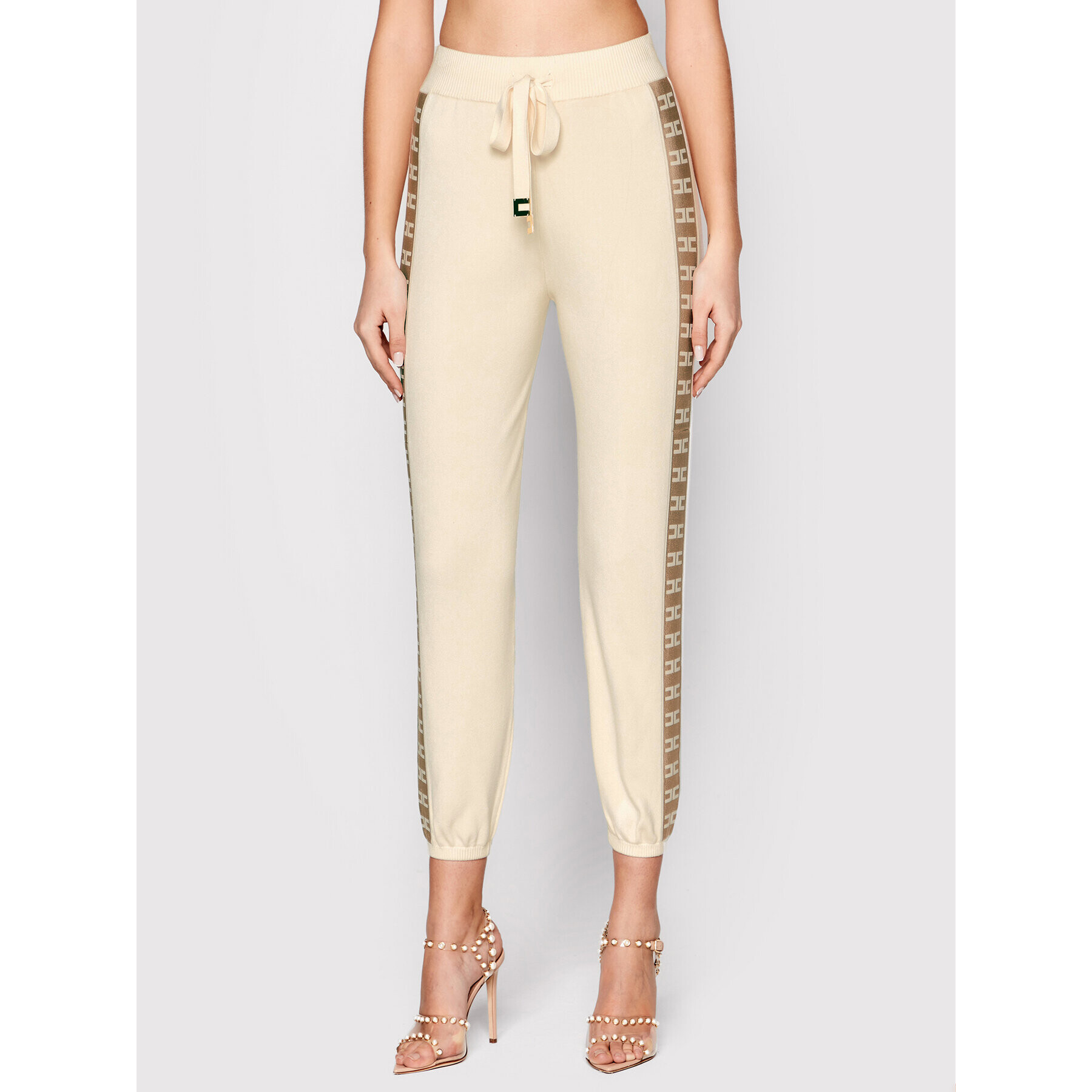 Elisabetta Franchi Pantaloni trening KP-21S-21E2-V310 Bej Regular Fit - Pled.ro