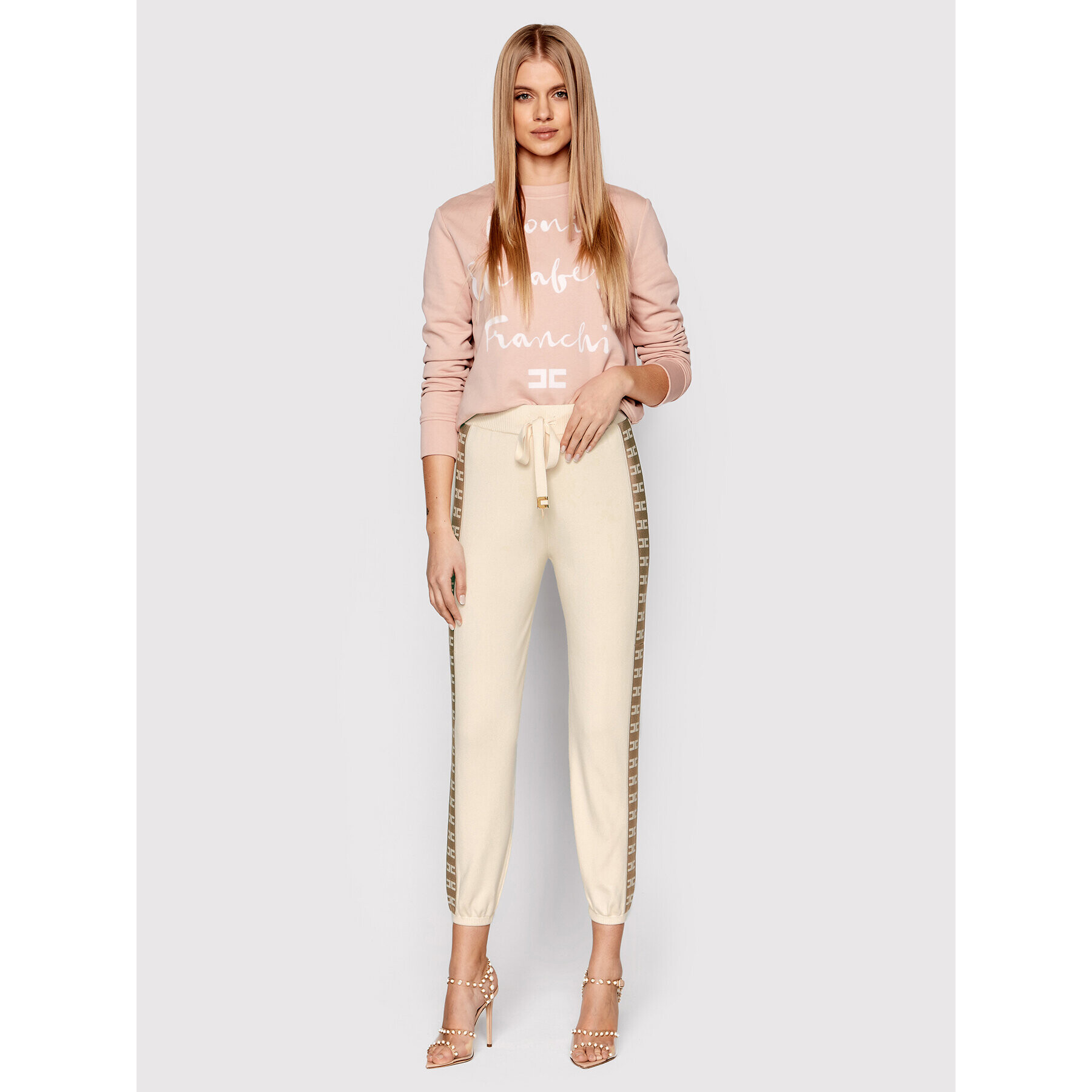 Elisabetta Franchi Pantaloni trening KP-21S-21E2-V310 Bej Regular Fit - Pled.ro