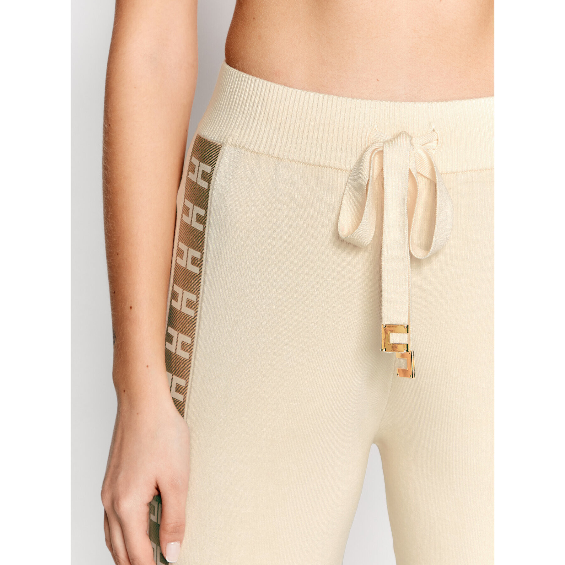 Elisabetta Franchi Pantaloni trening KP-21S-21E2-V310 Bej Regular Fit - Pled.ro