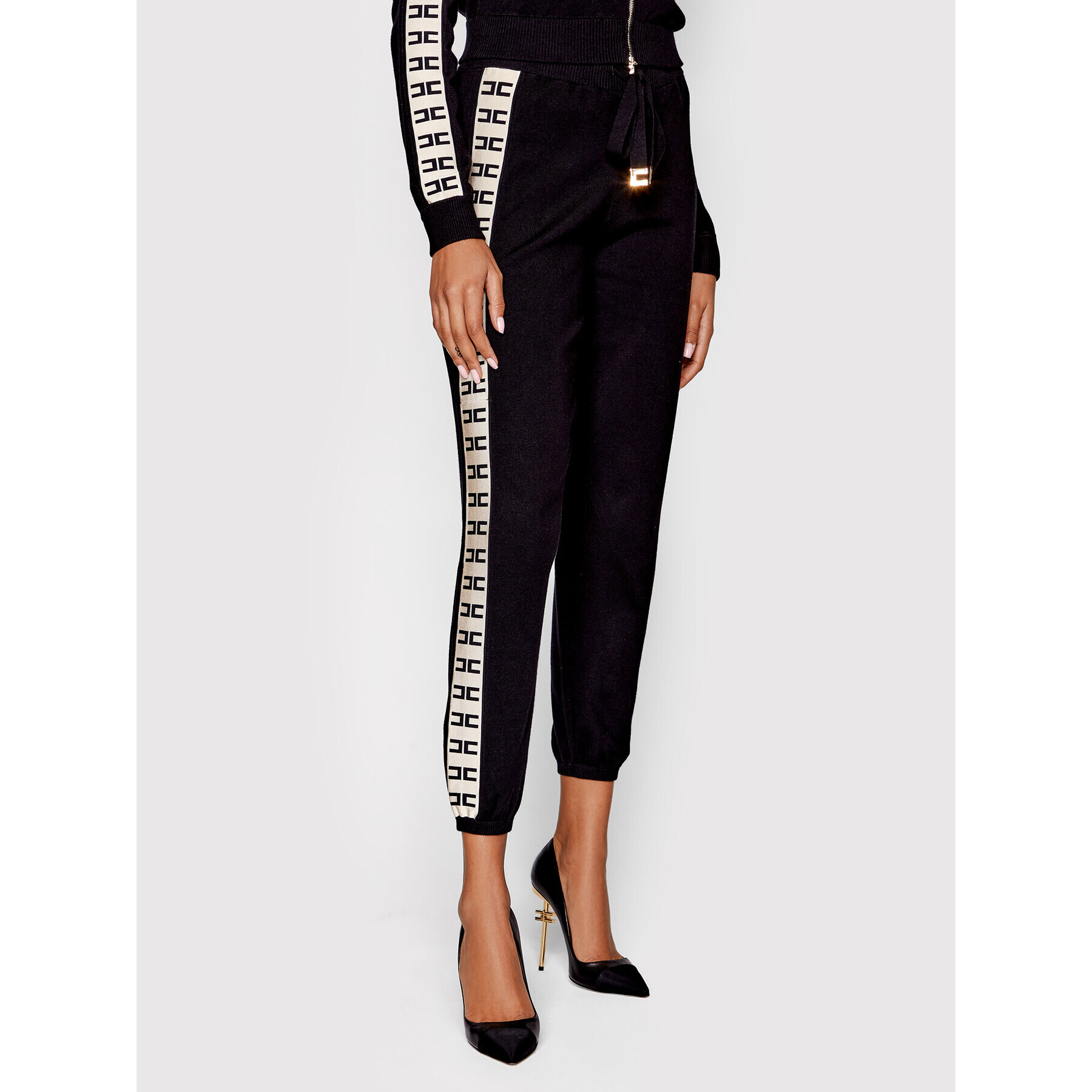 Elisabetta Franchi Pantaloni trening KP-21S-21E2-V310 Negru Regular Fit - Pled.ro