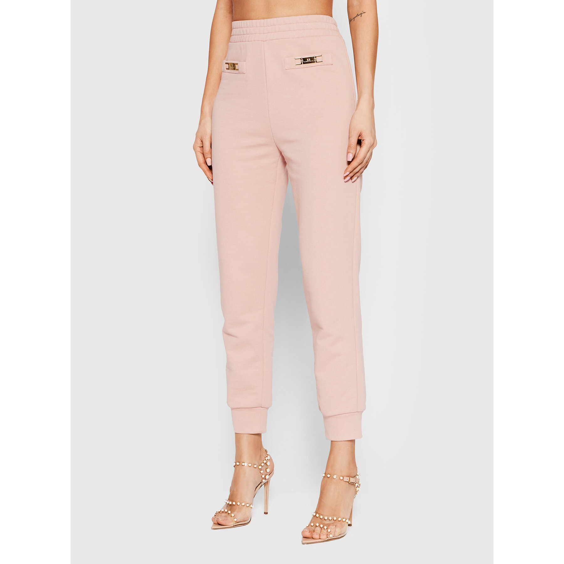 Elisabetta Franchi Pantaloni trening PA-004-21E2-V180 Roz Regular Fit - Pled.ro