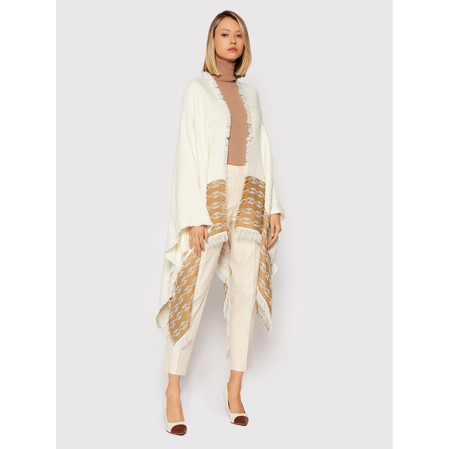 Elisabetta Franchi Poncho MT-01F-16E2-V250 Alb Regular Fit - Pled.ro