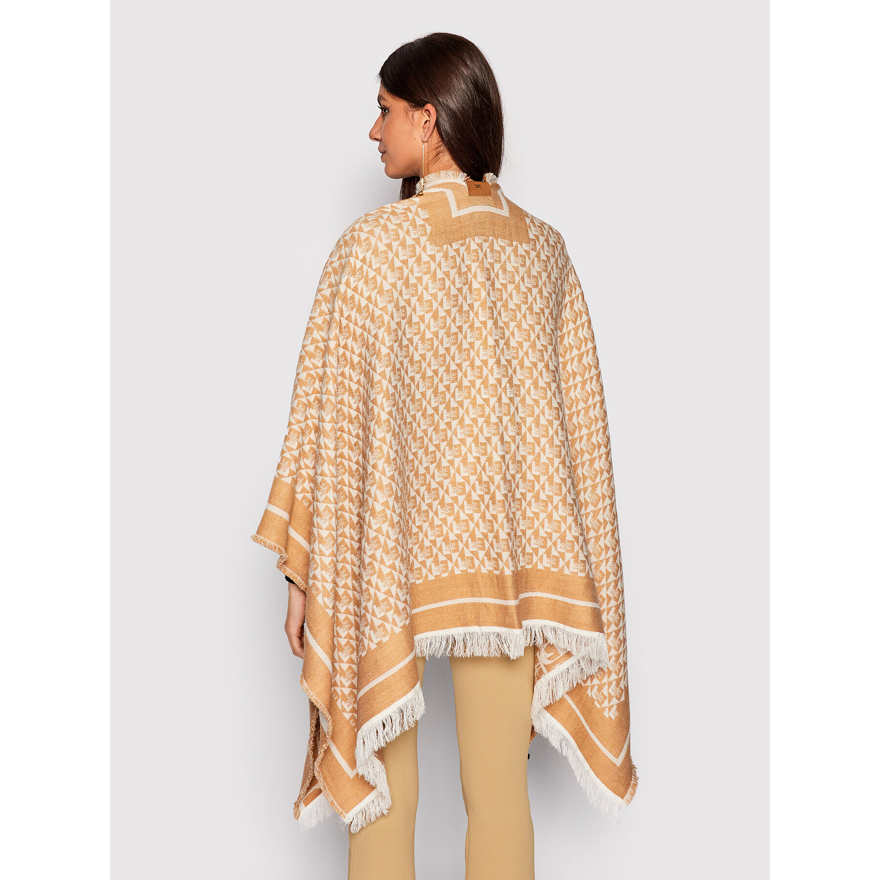 Elisabetta Franchi Poncho MT-02F-26E2-V270 Bej Regular Fit - Pled.ro