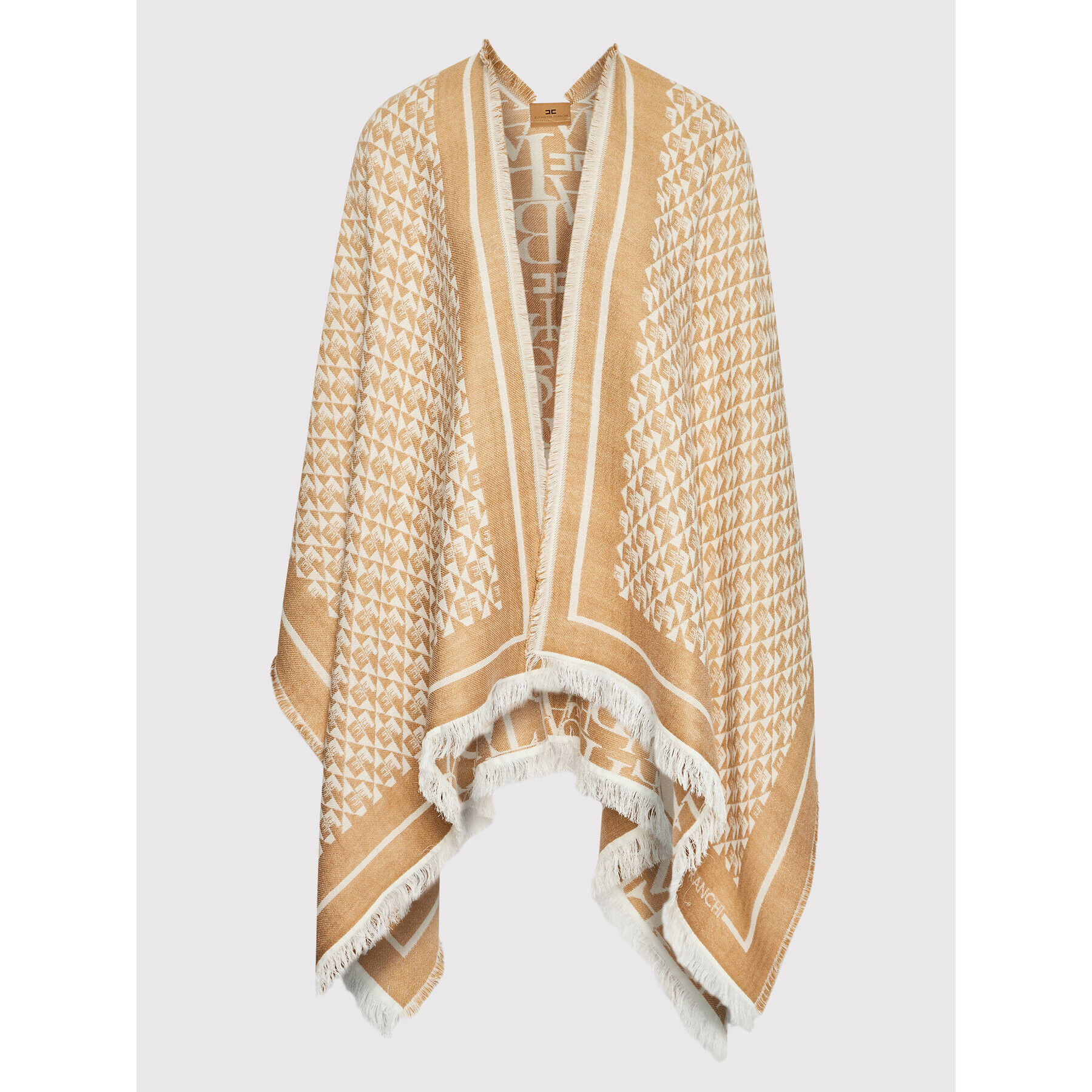 Elisabetta Franchi Poncho MT-02F-26E2-V270 Bej Regular Fit - Pled.ro