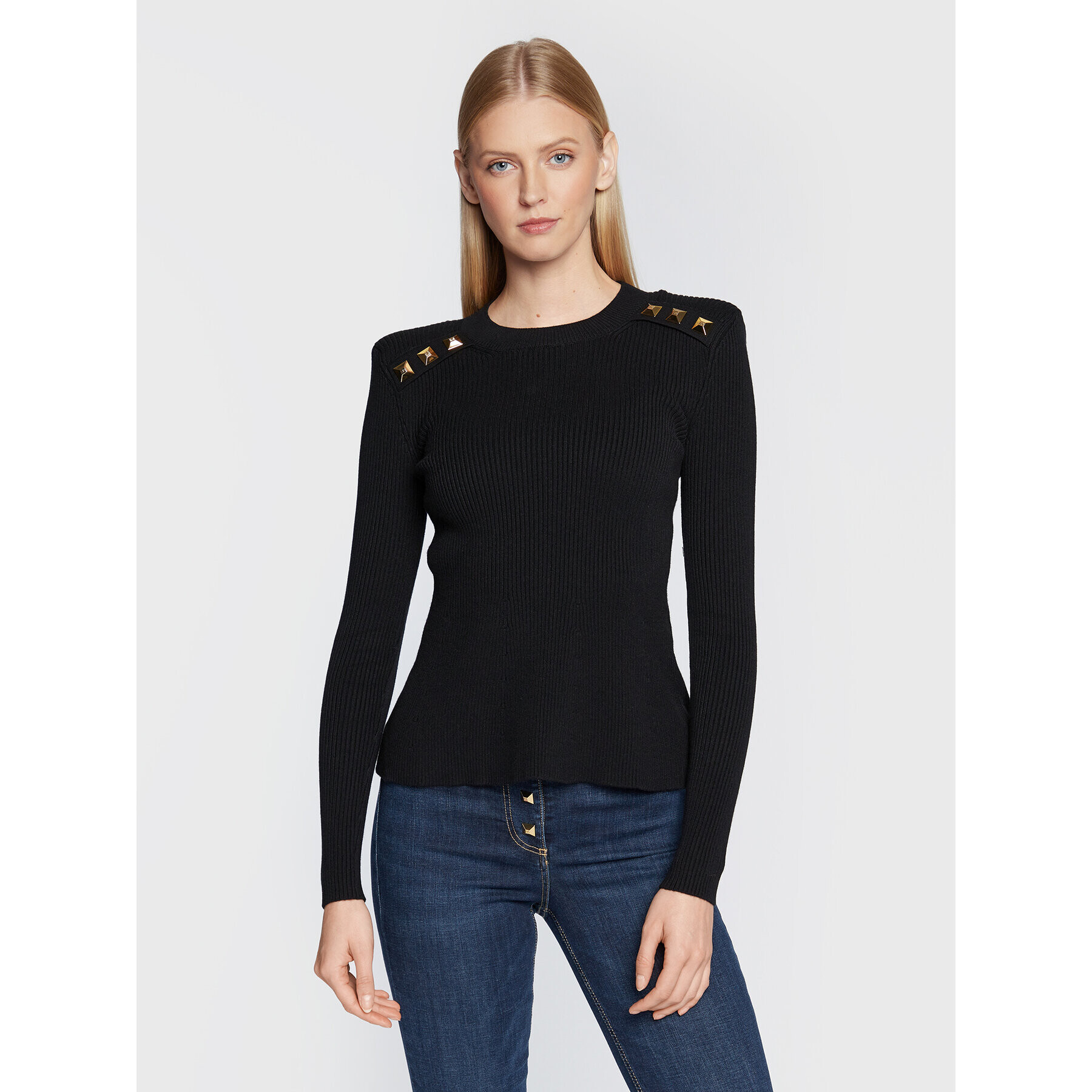 Elisabetta Franchi Pulover MK-68M-26E2-V420 Negru Slim Fit - Pled.ro