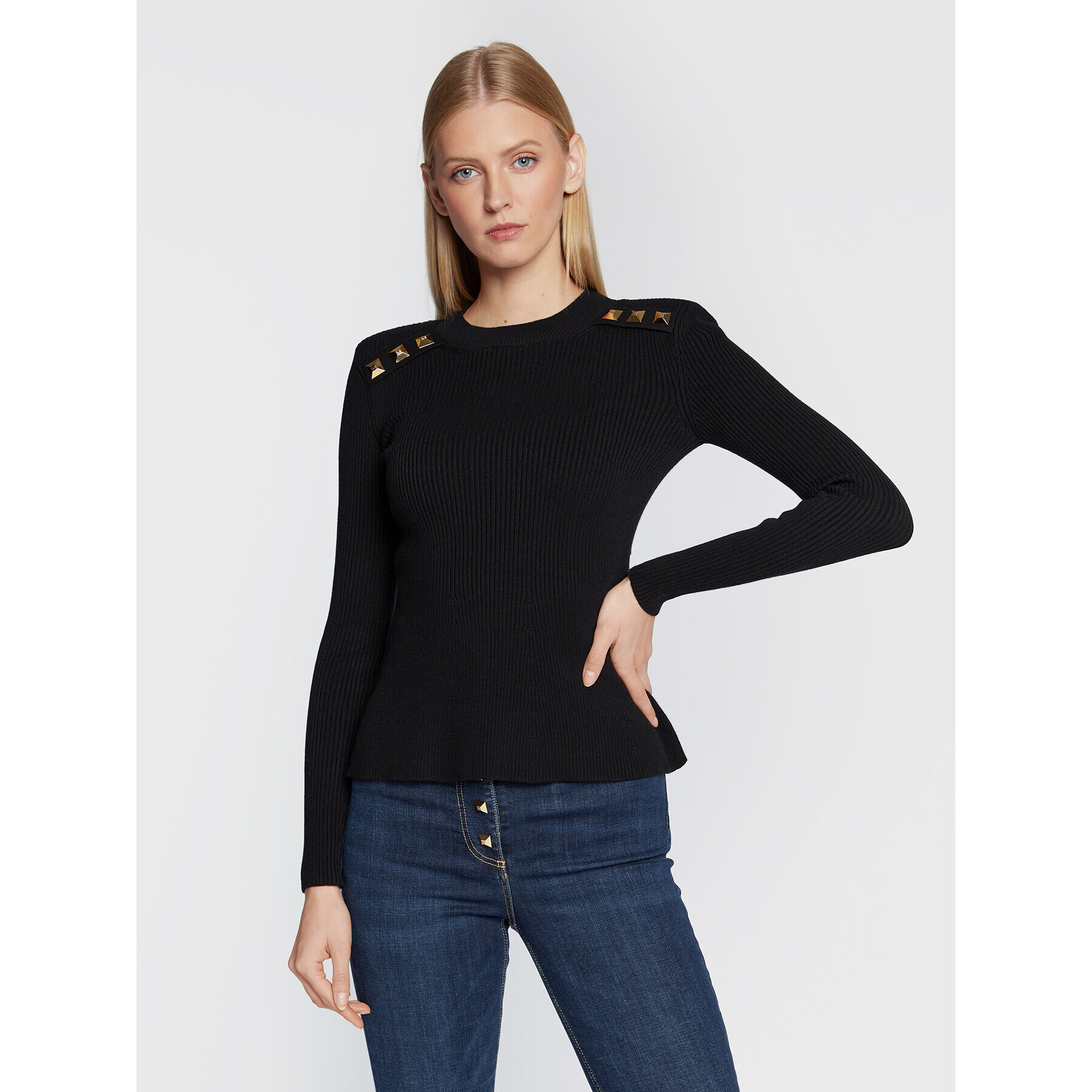 Elisabetta Franchi Pulover MK-68M-26E2-V420 Negru Slim Fit - Pled.ro