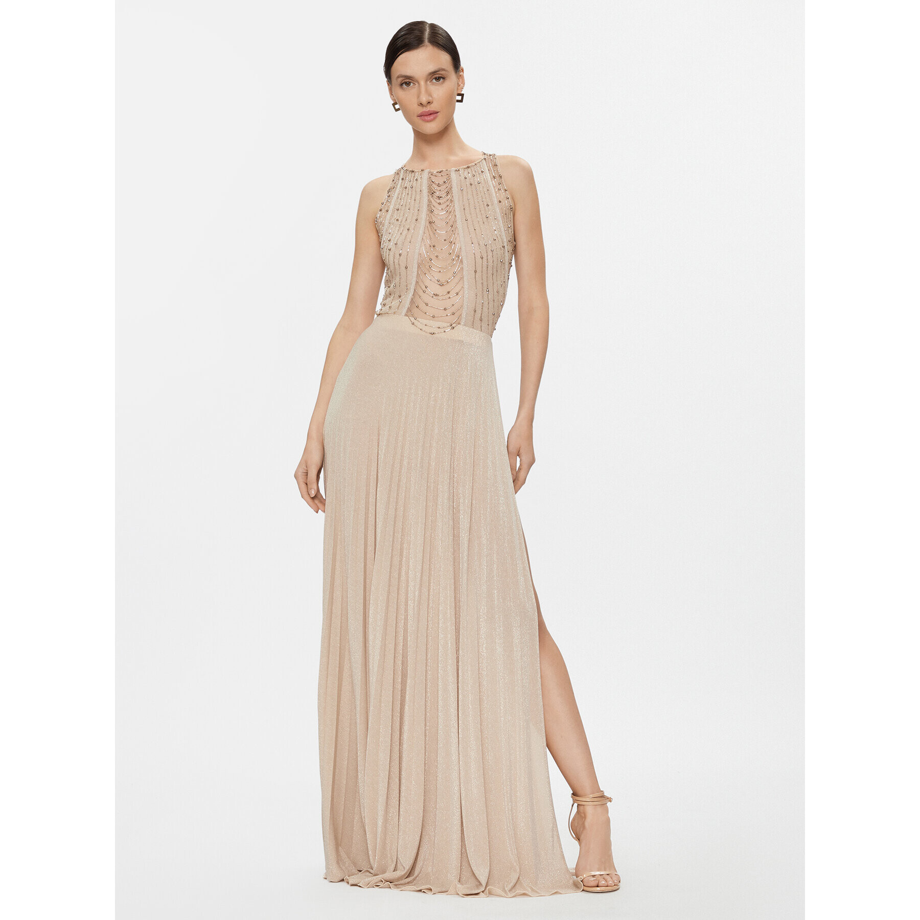 Elisabetta Franchi Rochie de seară AB-477-37E2-V800 Écru Regular Fit - Pled.ro