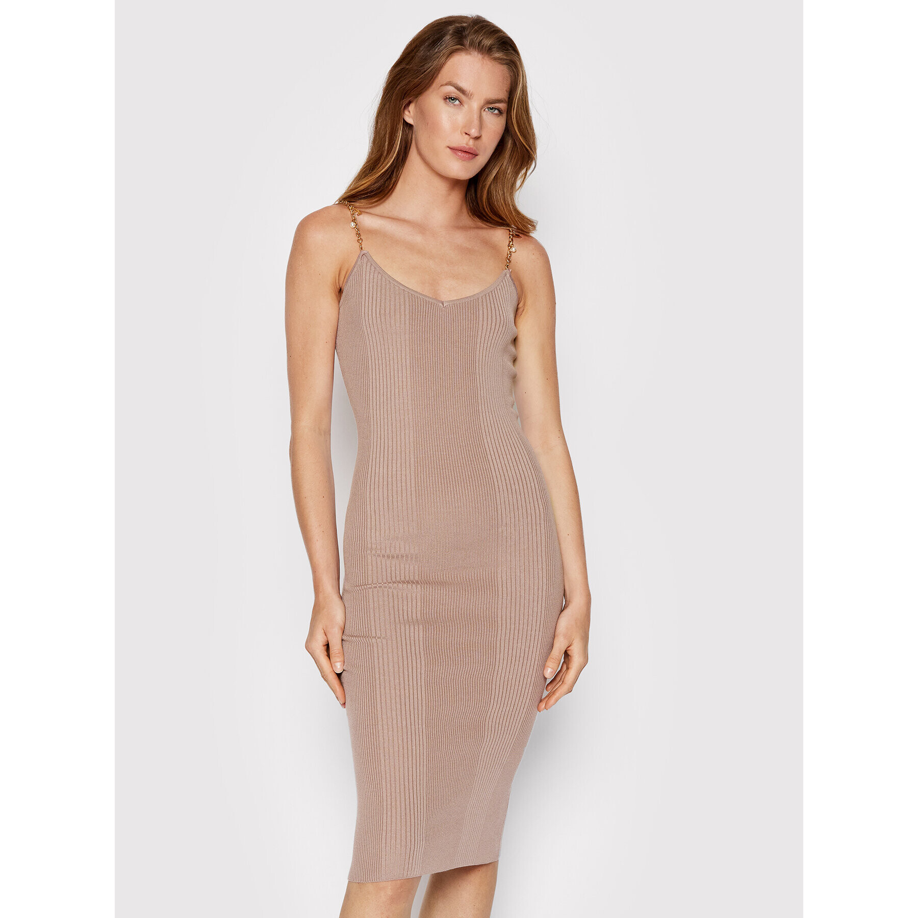 Elisabetta Franchi Rochie tricotată AM-21B-16E3-V290 Bej Slim Fit - Pled.ro