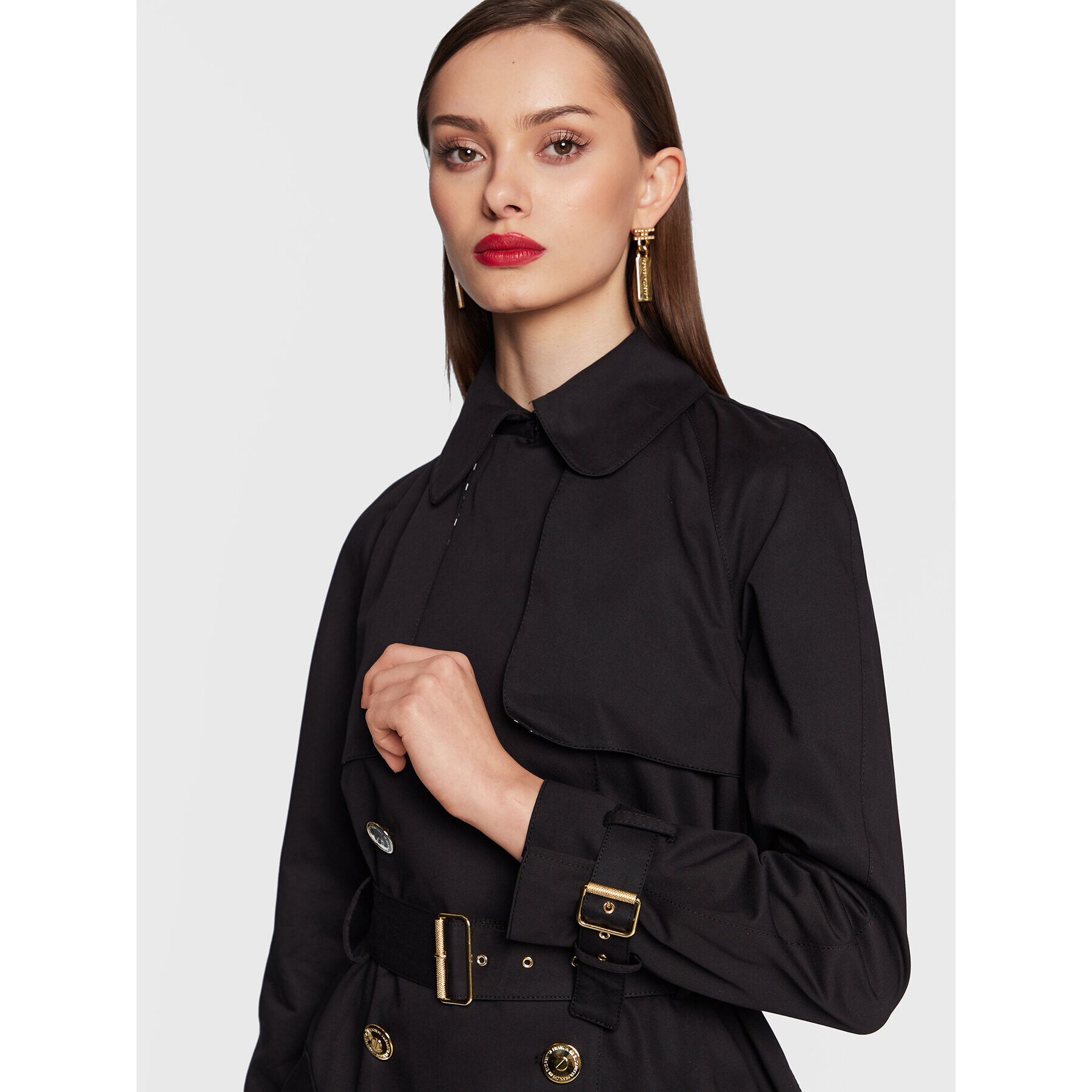 Elisabetta Franchi Trench SP-003-31E2-V800 Negru Regular Fit - Pled.ro