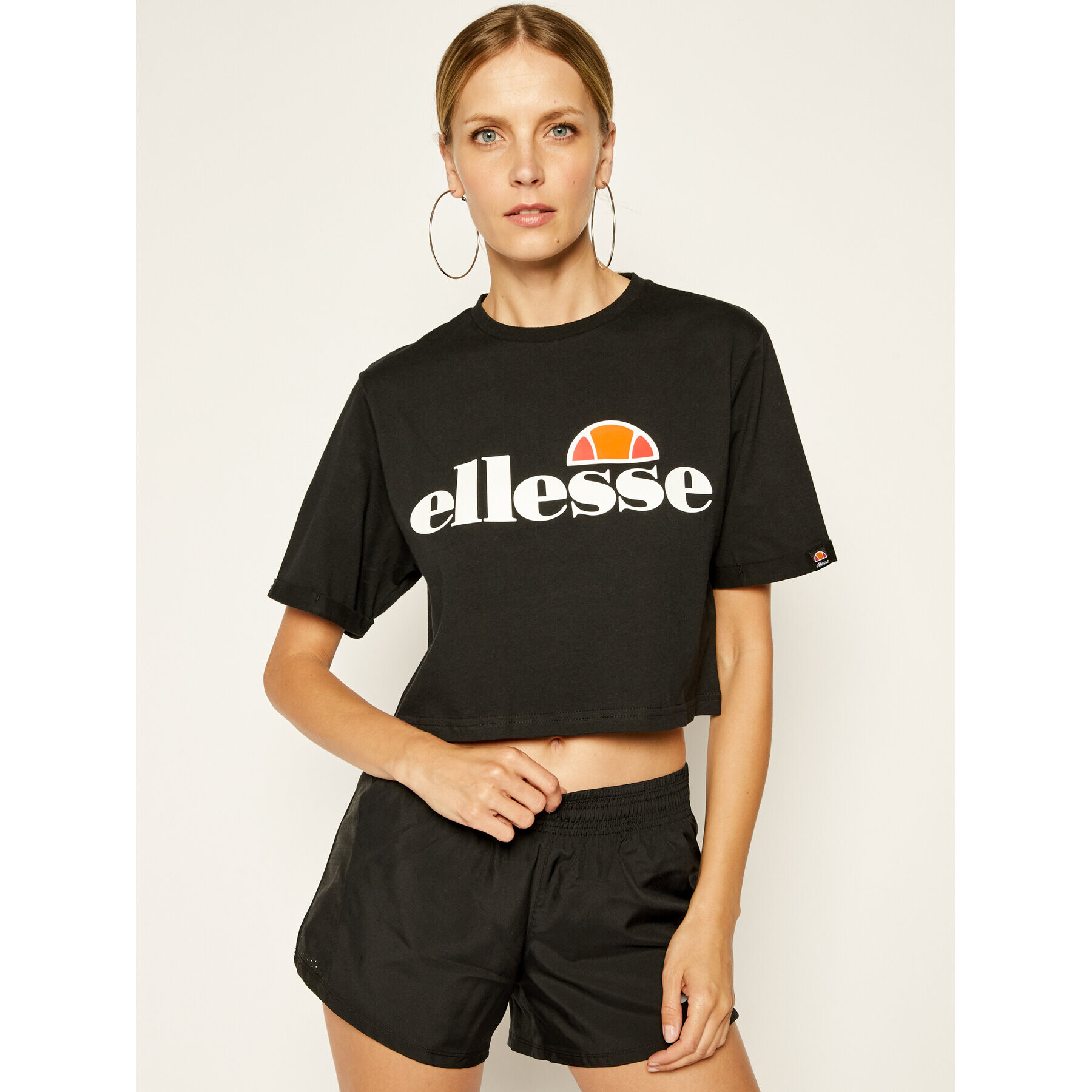 Ellesse Tricou Alberta Crop SGS04484 Negru Regular Fit - Pled.ro