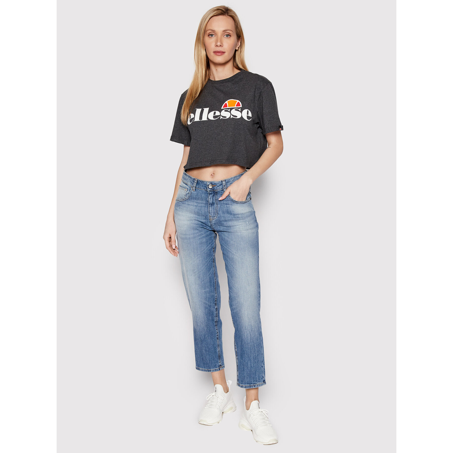 Ellesse Tricou Alberta SGS04484 Gri Cropped Fit - Pled.ro