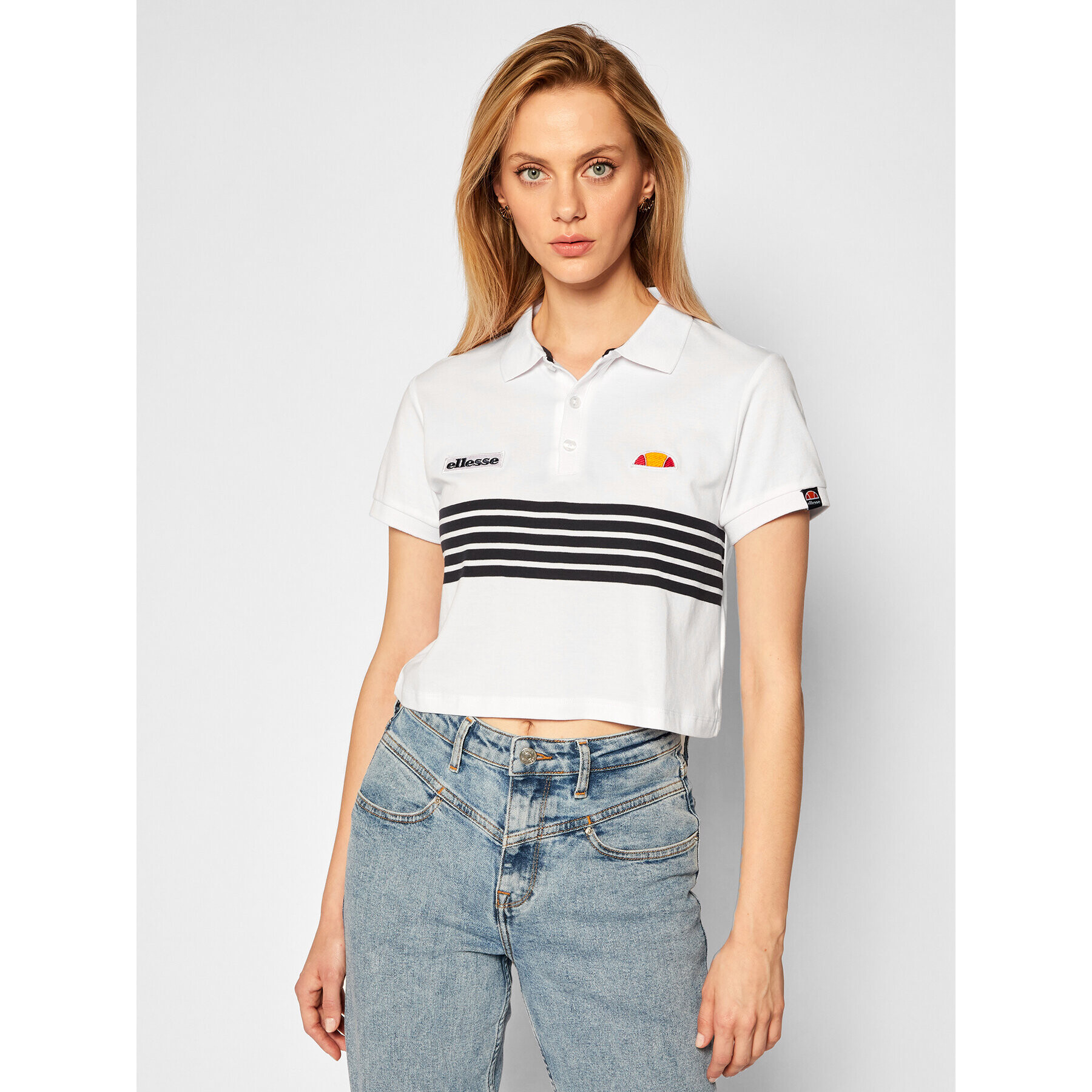 Ellesse Tricou polo Annamaria Crop SGE08475 Alb Regular Fit - Pled.ro