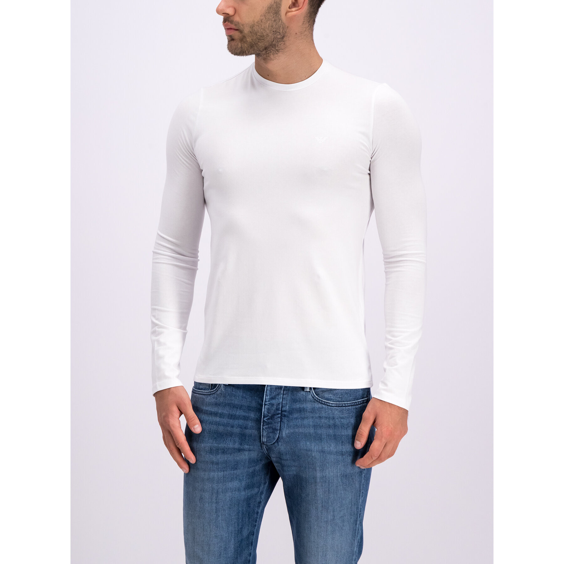 Emporio Armani Longsleeve 8N1T81 1J0AZ 0100 Alb Regular Fit - Pled.ro