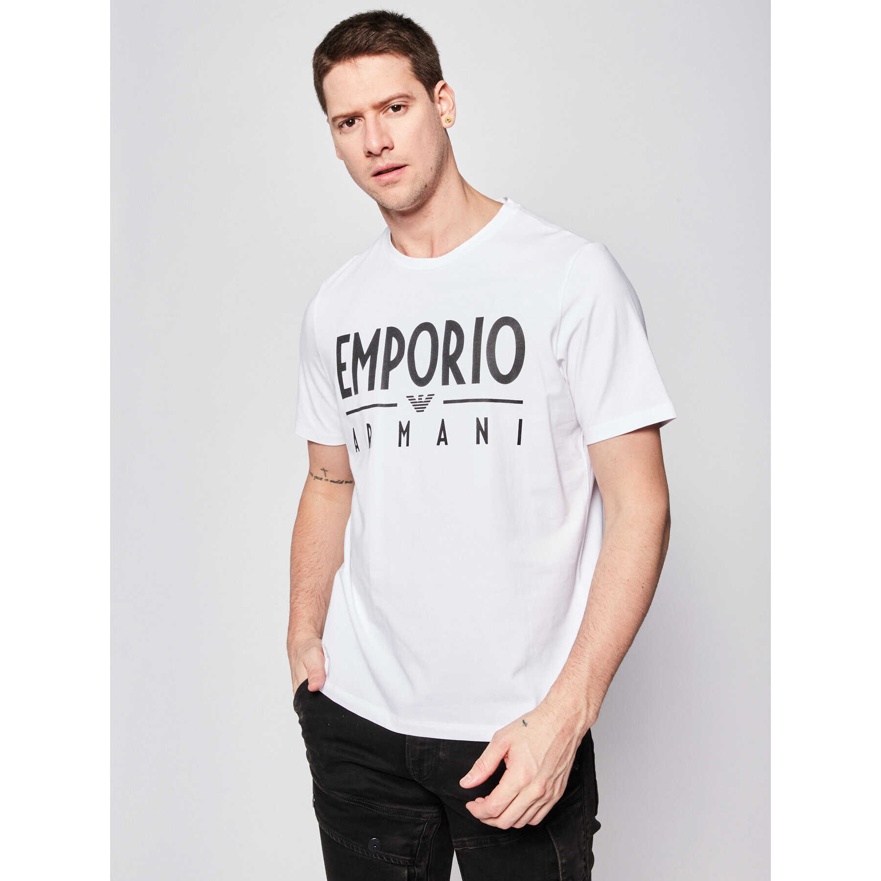 Emporio Armani Tricou 3H1T90 1J0AZ 0100 Alb Regular Fit - Pled.ro