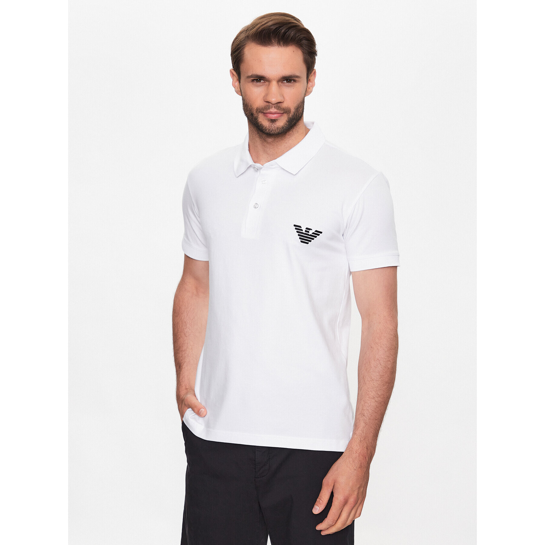 Emporio Armani Tricou polo 211804 3R482 00010 Alb Regular Fit - Pled.ro