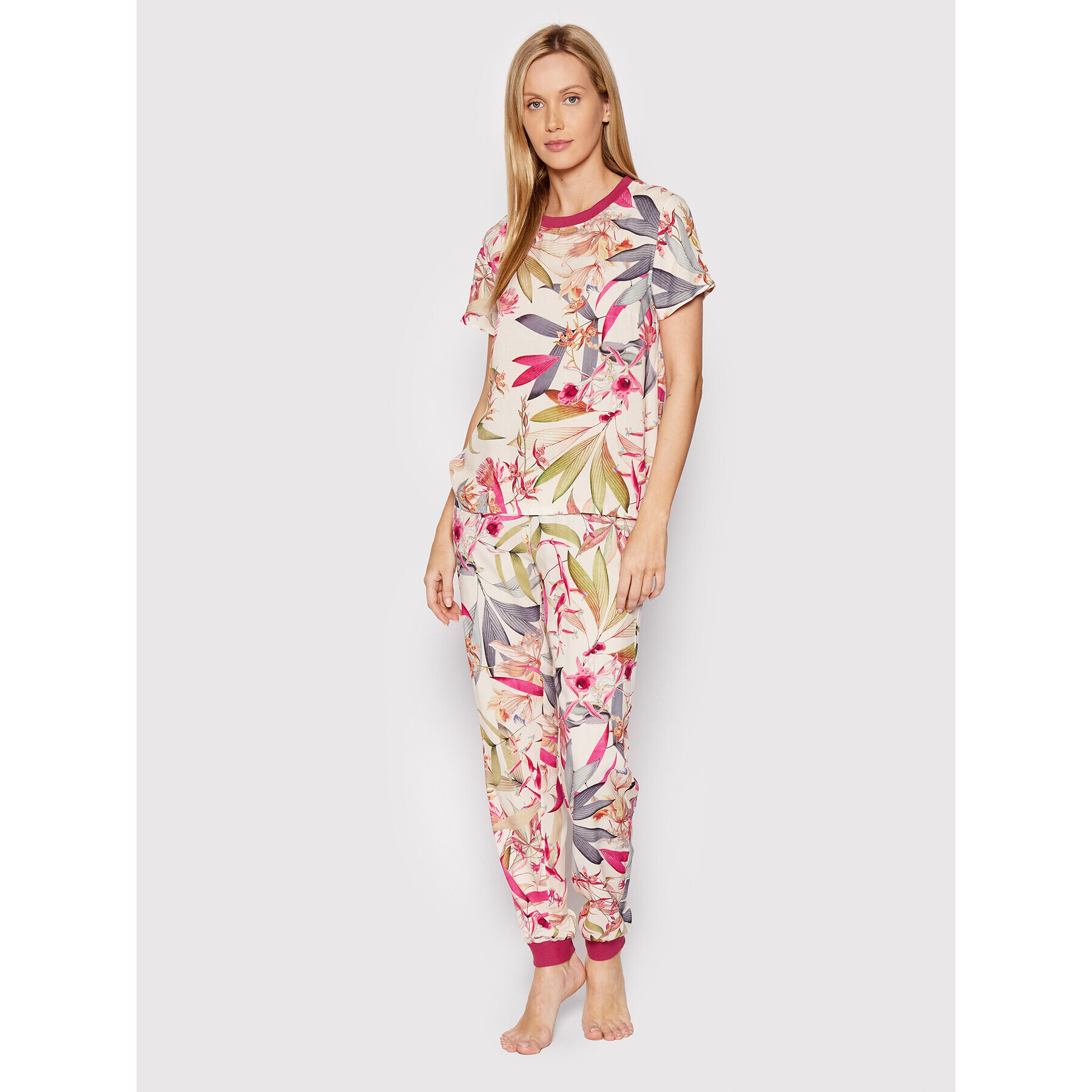 Esotiq Pijama Wildflower 39804 Roz Relaxed Fit - Pled.ro